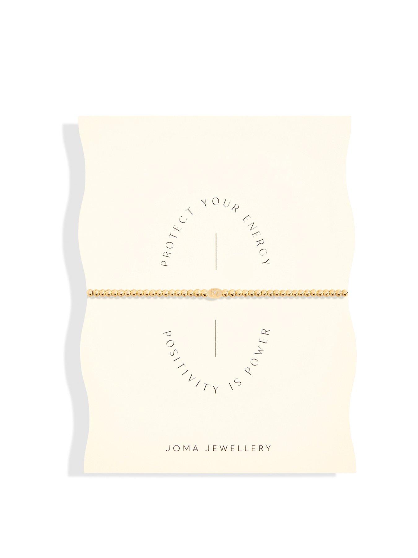 Product photograph of Joma Jewellery Share Happiness Protect Your Energy Positivity Is Power Gold Bracelet 17 5cm Stretch from very.co.uk