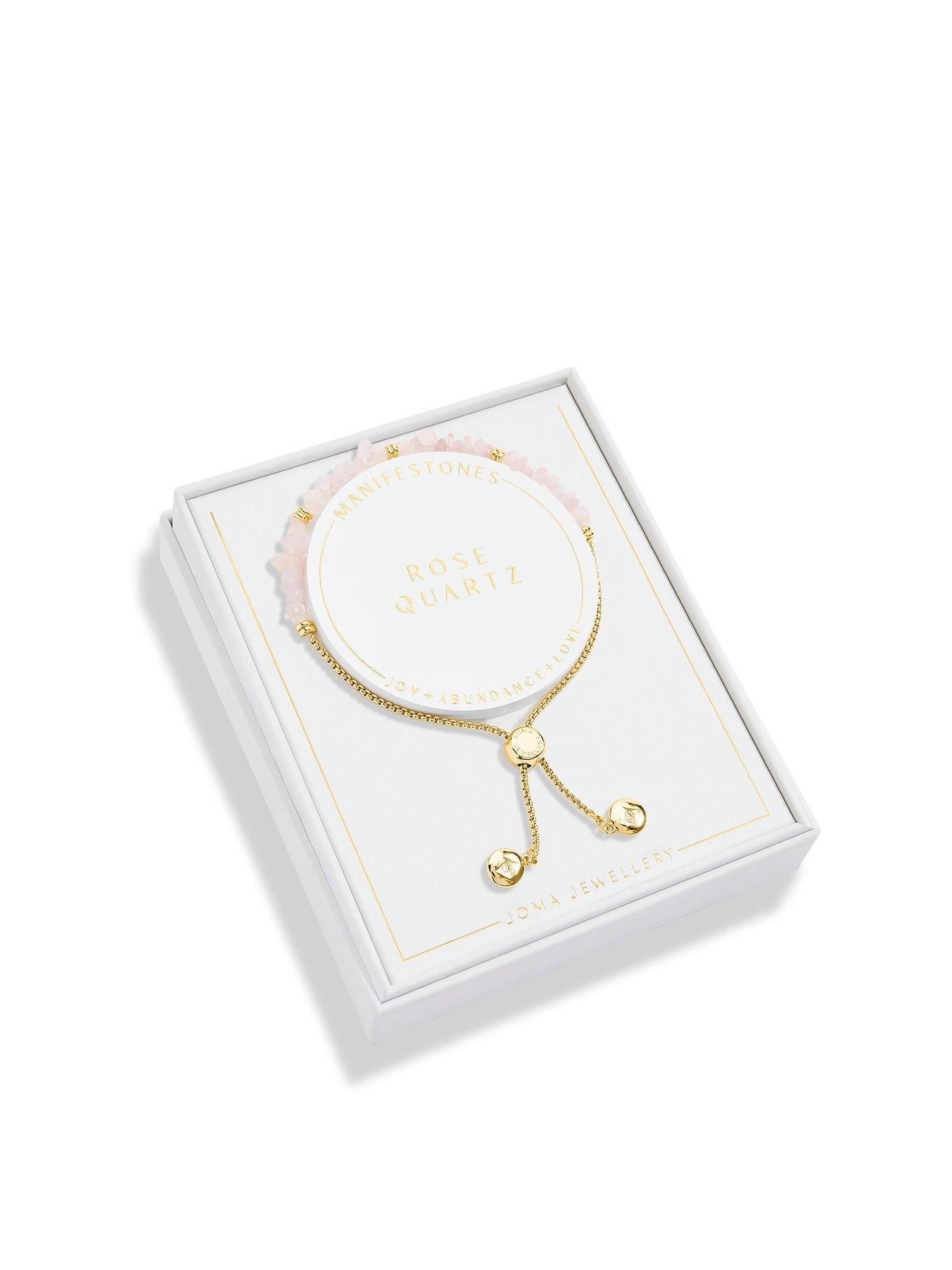 Product photograph of Joma Jewellery Manifestones Rose Quartz Gold Bracelet 24 5cm Adjustable from very.co.uk