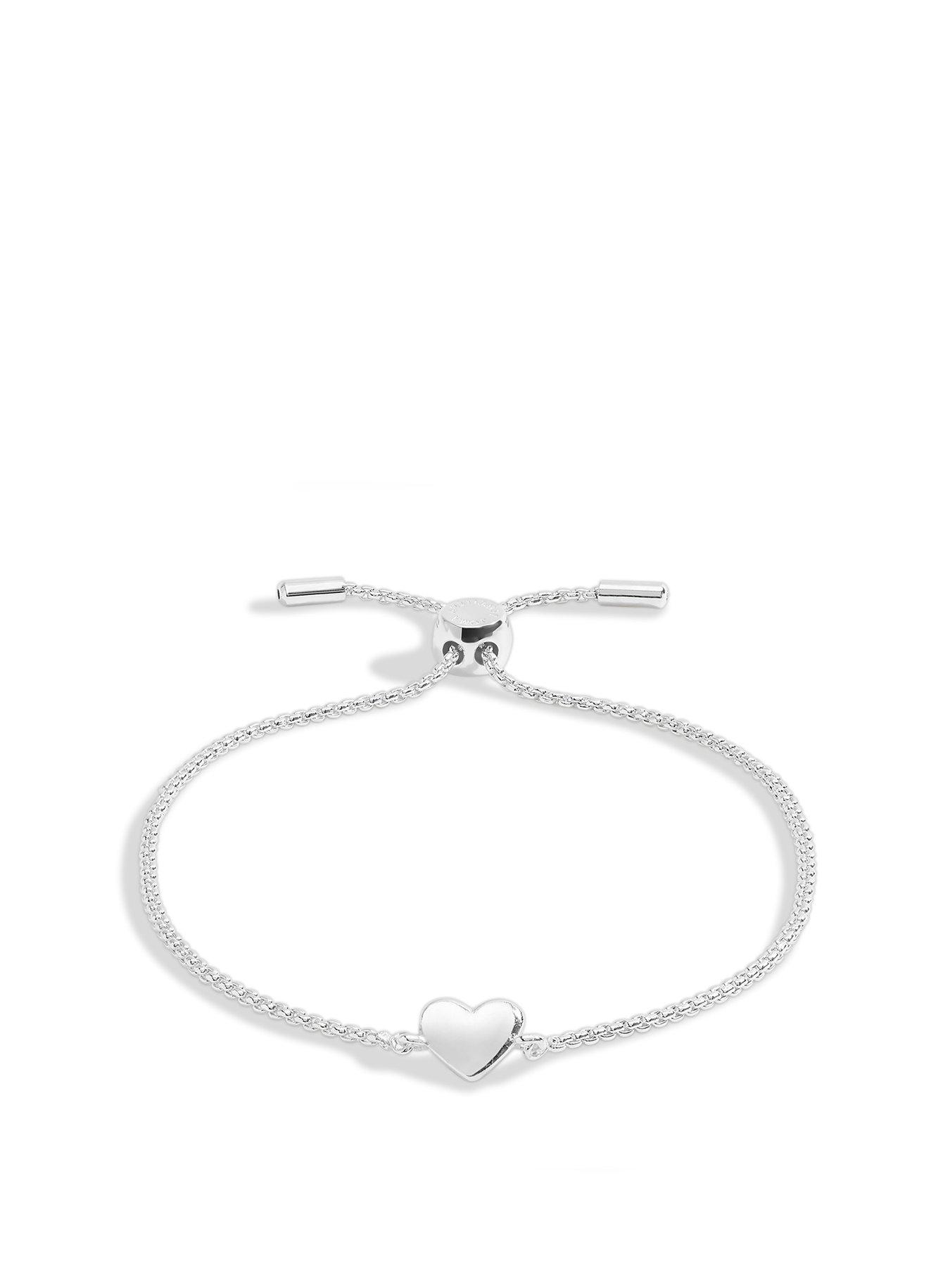 Product photograph of Joma Jewellery Mini Charms Heart Bracelet In Silver Plating from very.co.uk
