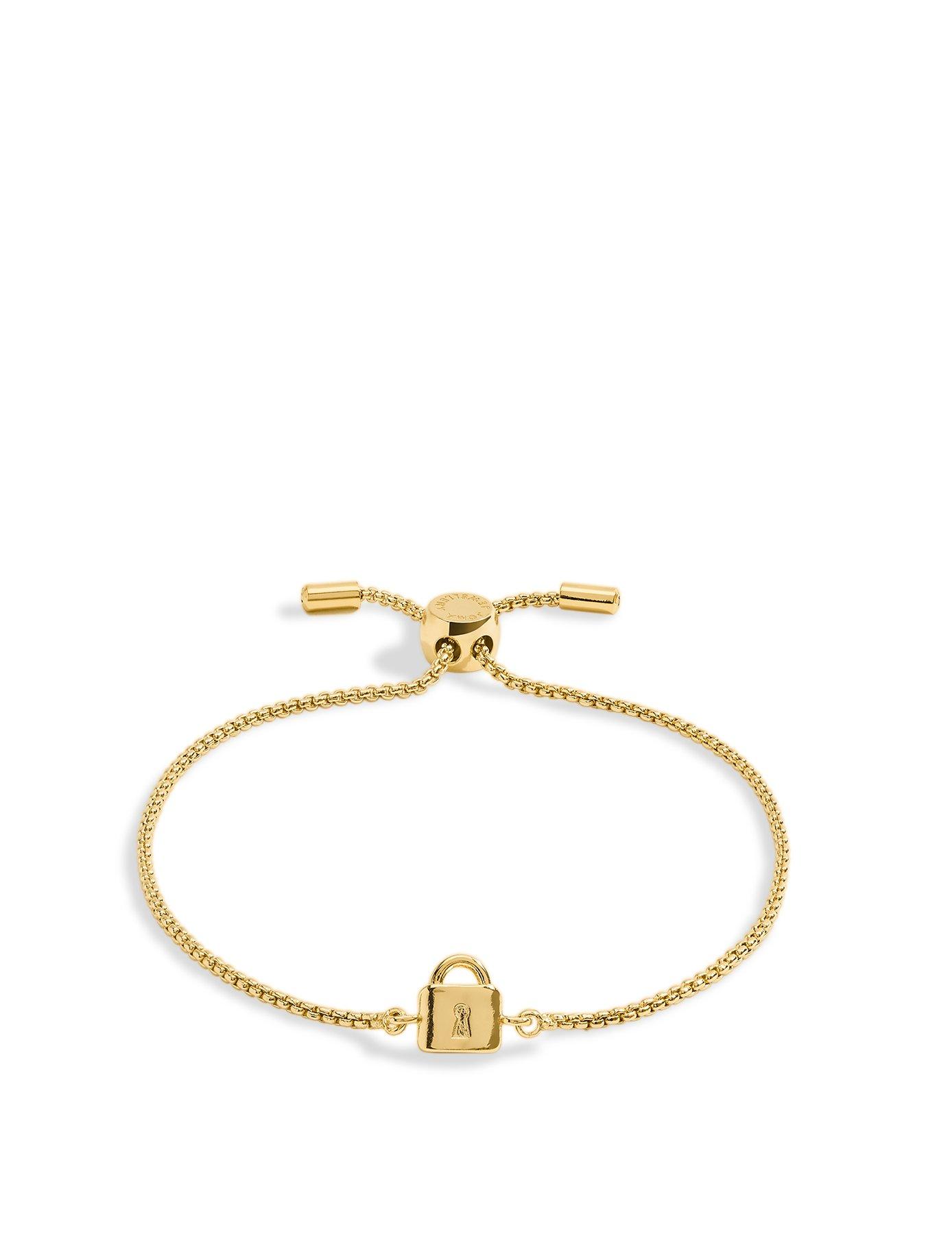 Product photograph of Joma Jewellery Mini Charms Lock Gold Bracelet 24 5cm Adjustable from very.co.uk