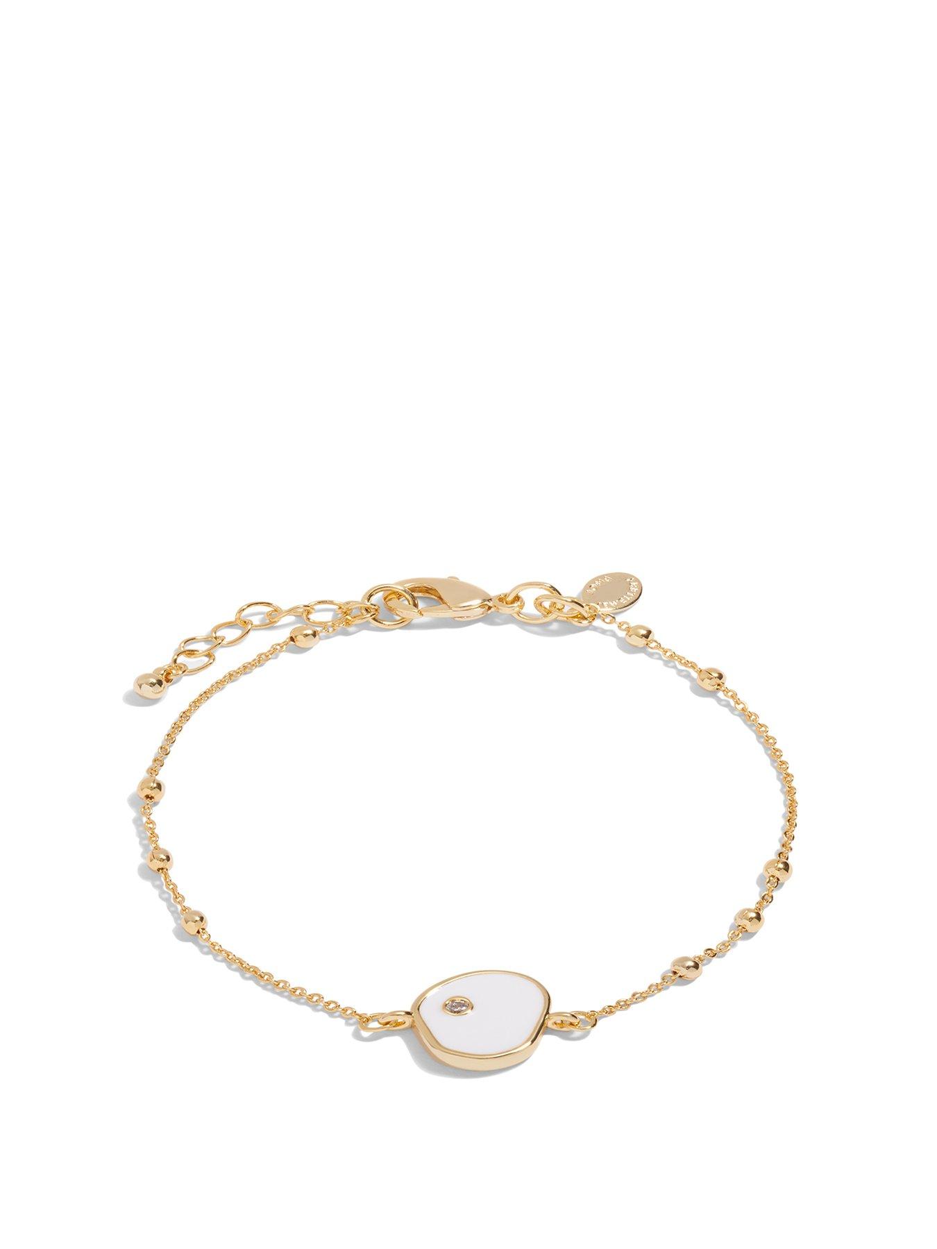 Product photograph of Joma Jewellery Beau White Enamel Gold Cz Bracelet 18cm 3cm Extender from very.co.uk