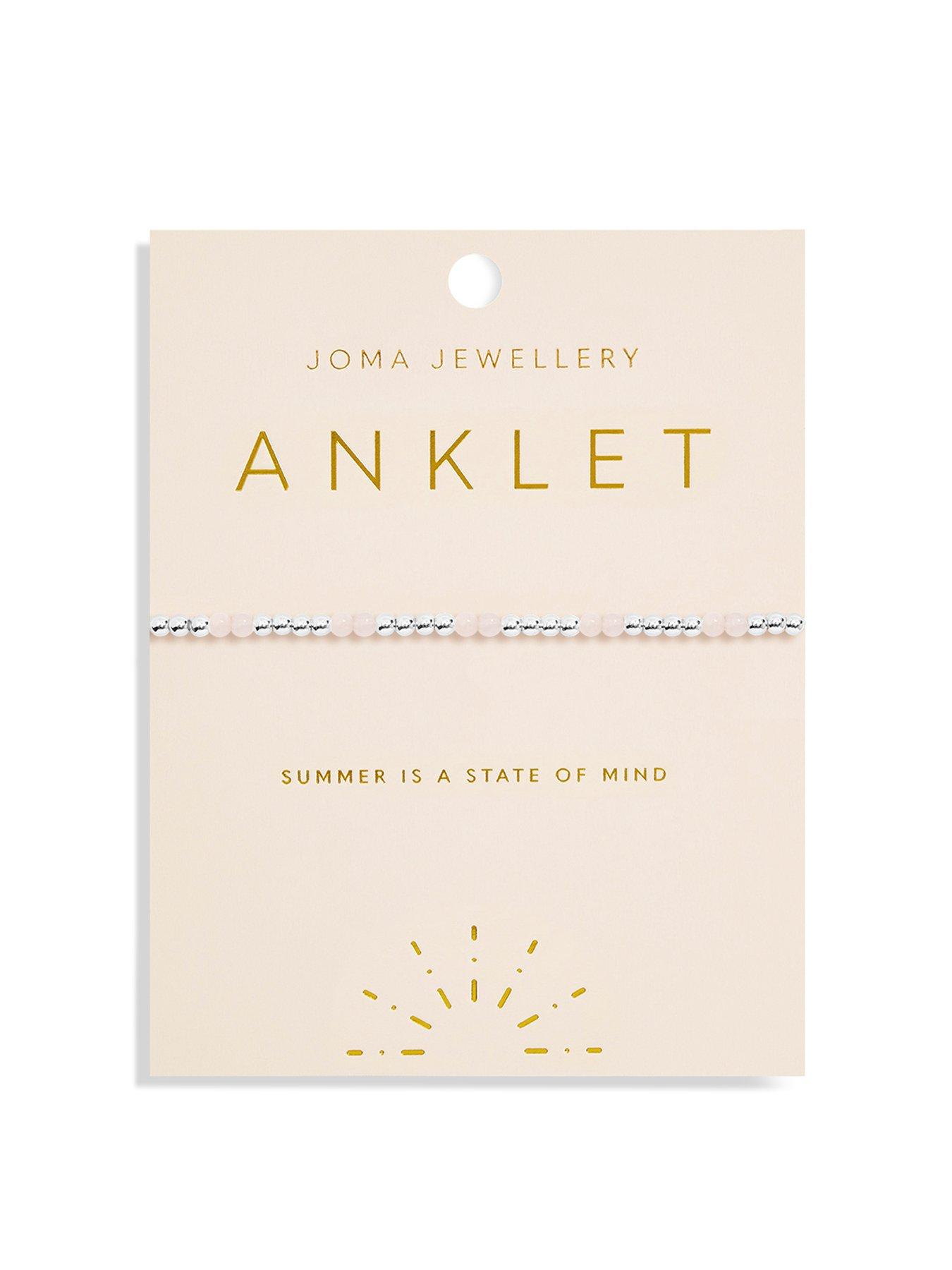 Product photograph of Joma Jewellery Rose Quartz Anklet In Silver Plating from very.co.uk