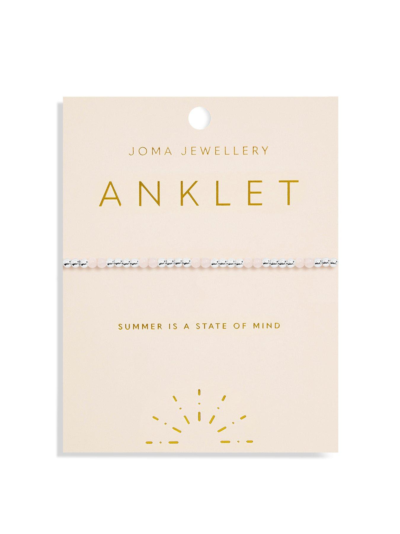 undefined Rose Quartz Anklet In Silver Plating