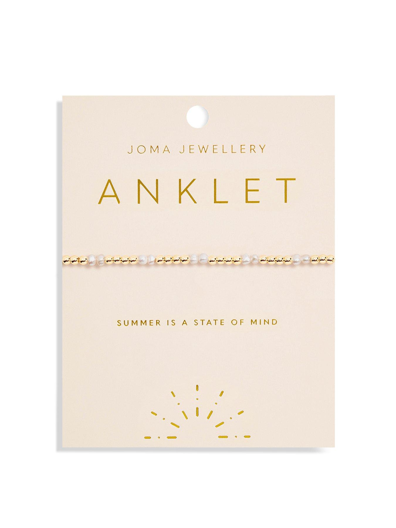 Product photograph of Joma Jewellery Pearl Anklet In Gold Plating from very.co.uk