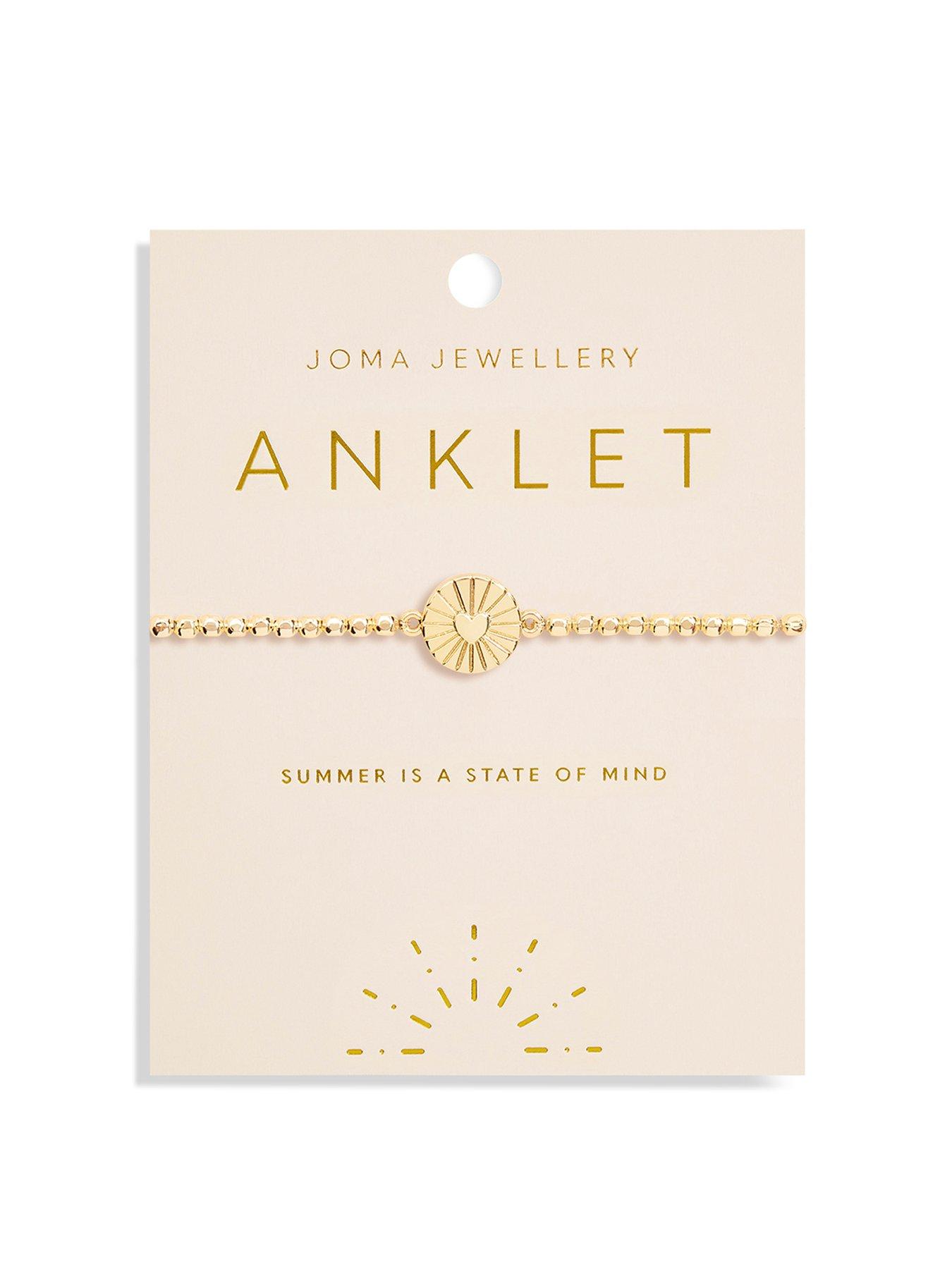 Product photograph of Joma Jewellery Anklet Heart Gold Anklet 23cm Stretch from very.co.uk