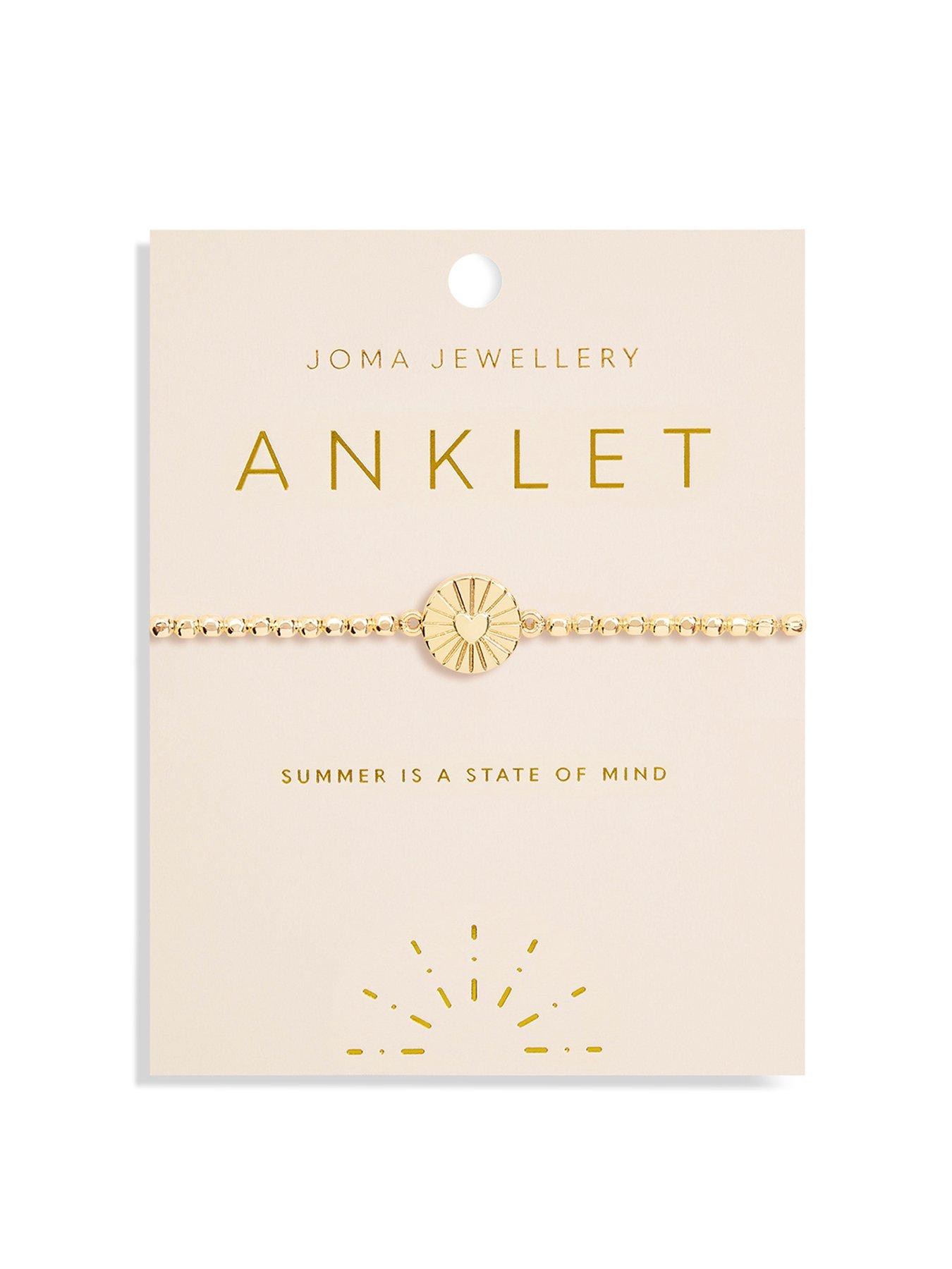 Product photograph of Joma Jewellery Heart Anklet In Gold Plating from very.co.uk
