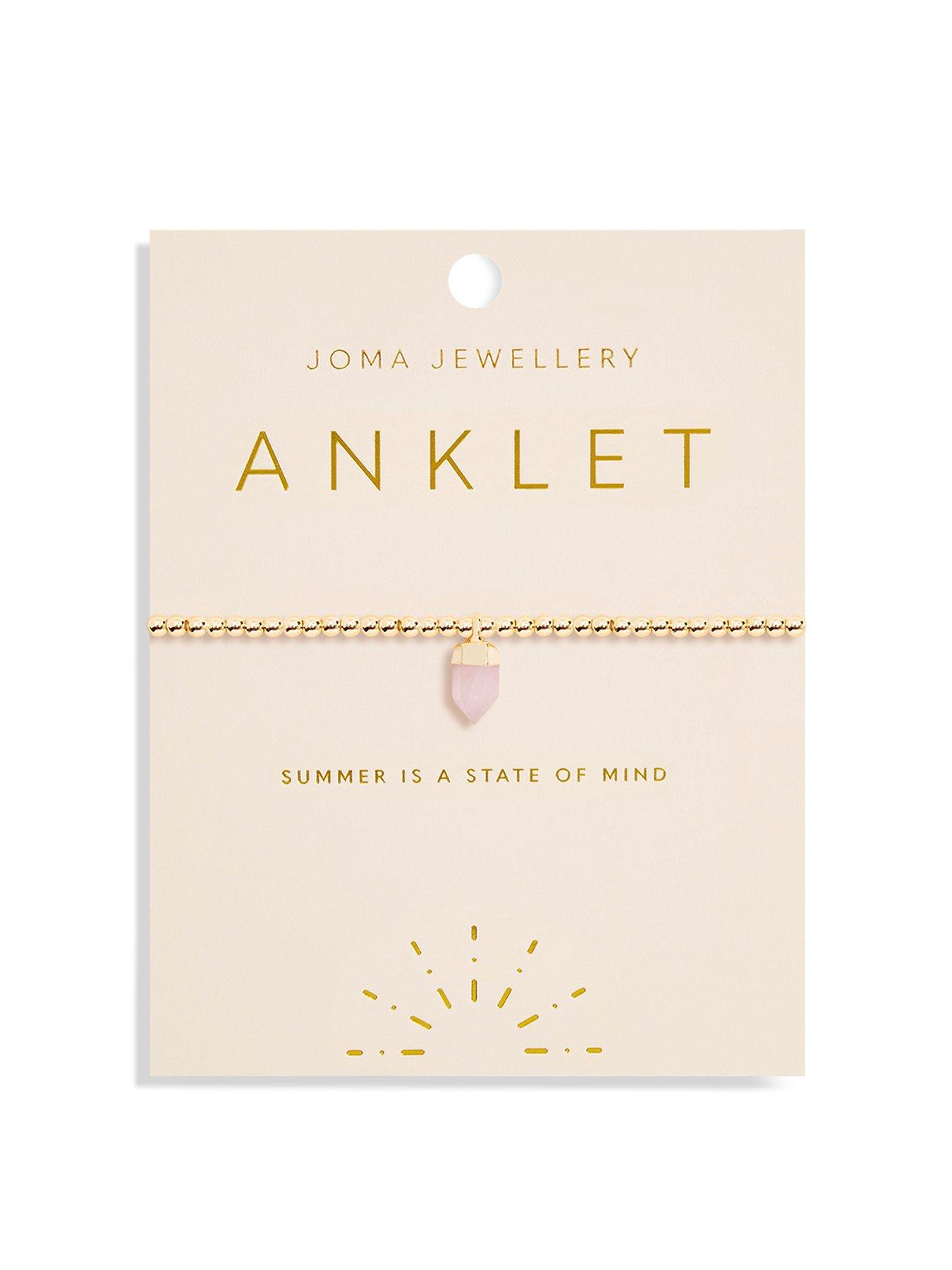 Product photograph of Joma Jewellery Anklet Rose Quartz Crystal Gold Anklet 23cm Stretch from very.co.uk