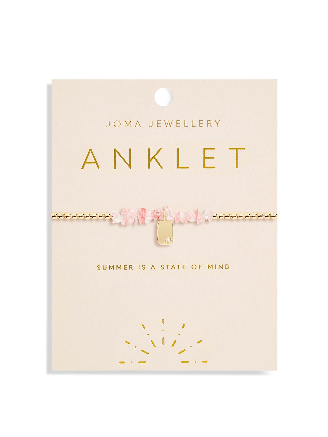 Product photograph of Joma Jewellery Anklet Pink Crystal Gold Anklet 23cm Stretch from very.co.uk