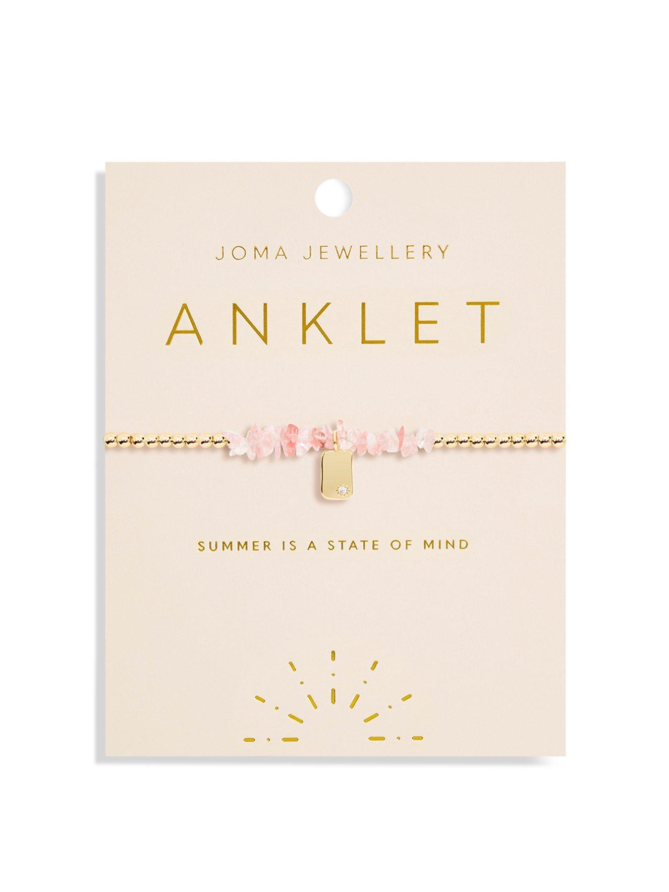 Product photograph of Joma Jewellery Pink Crystal Anklet In Gold Plating from very.co.uk