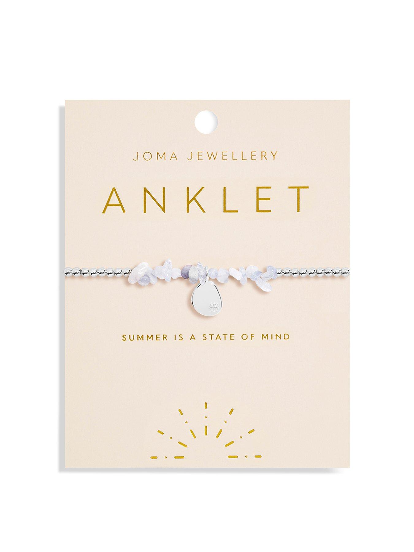 undefined Blue Agate Anklet In Silver Plating