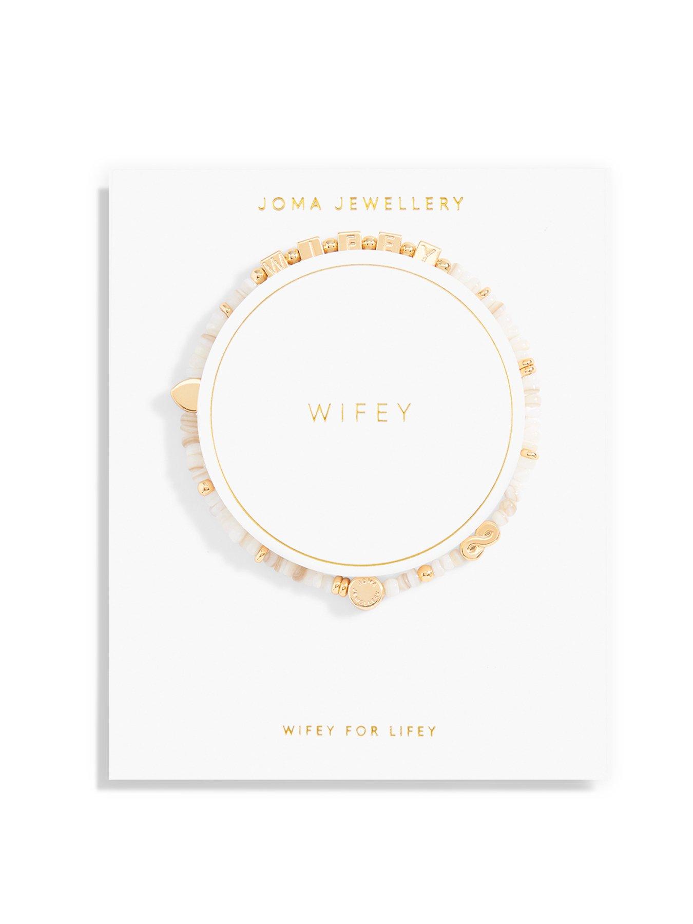 Product photograph of Joma Jewellery Happy Little Moments Wifey Gold Bracelet 17 5cm Stretch from very.co.uk