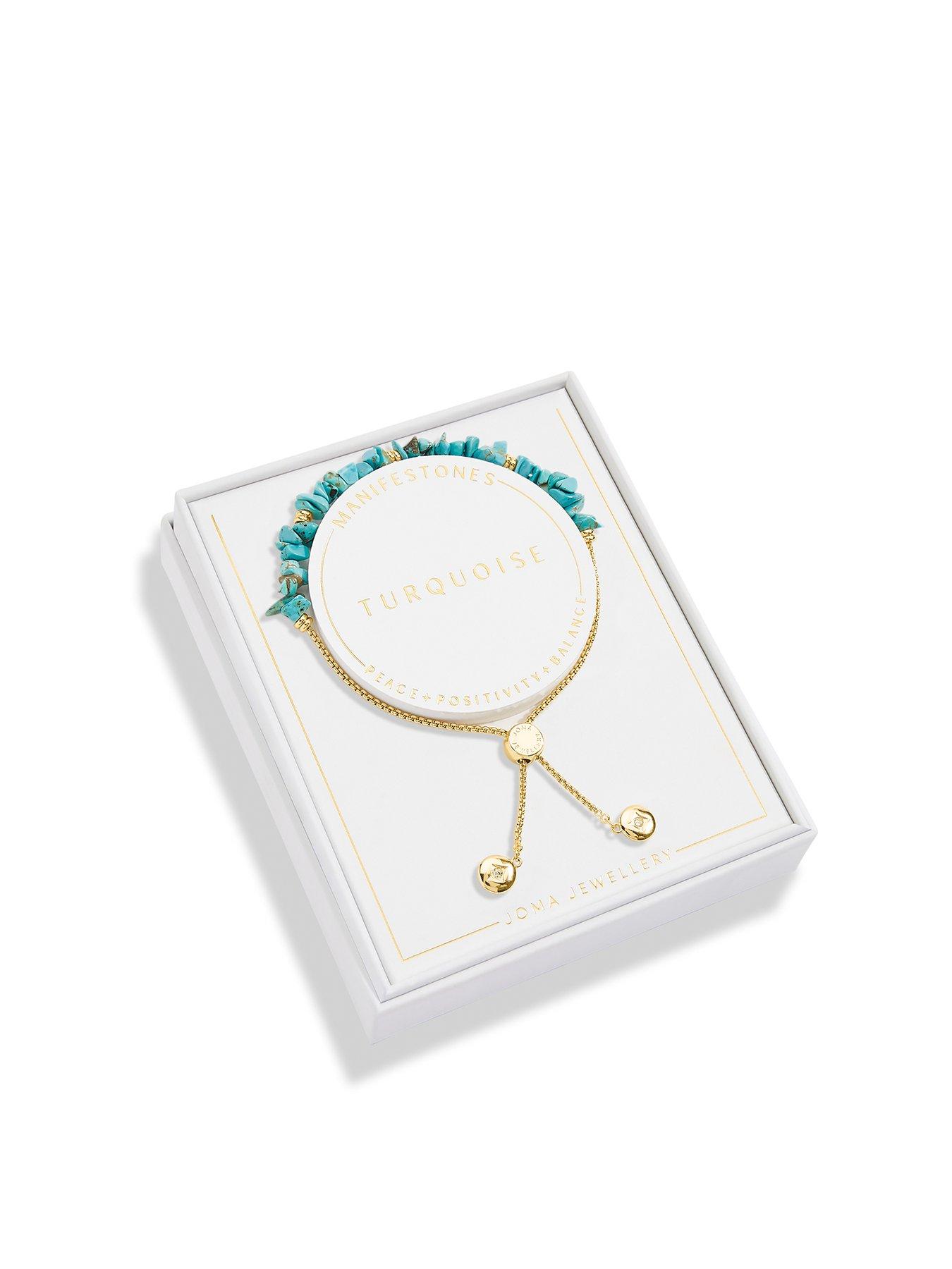 Product photograph of Joma Jewellery Manifestones Turquoise Gold Bracelet 24 5cm Adjustable from very.co.uk