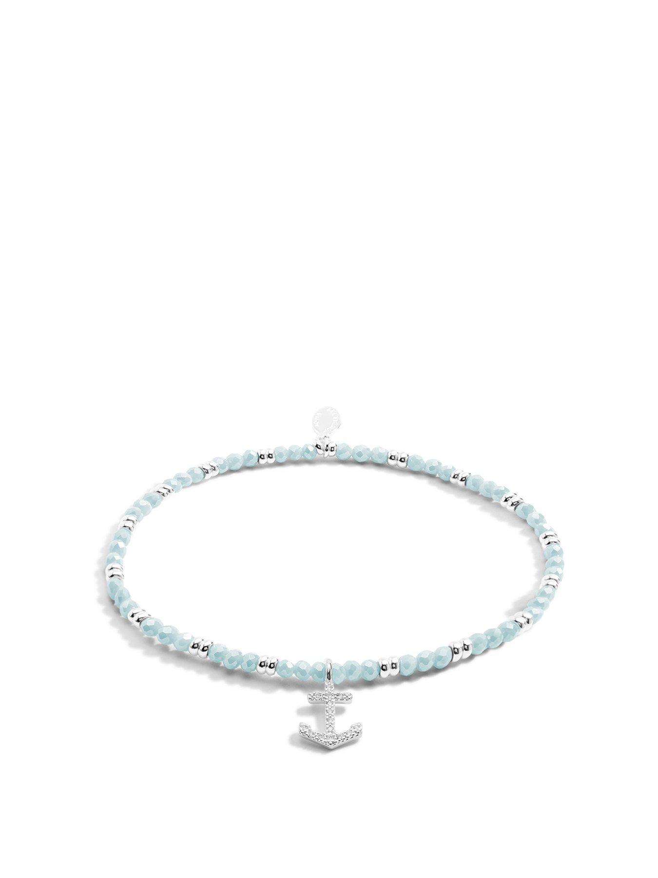 Product photograph of Joma Jewellery Boho Beads Anchor Blue Amp Silver Bracelet 17 5cm Stretch from very.co.uk