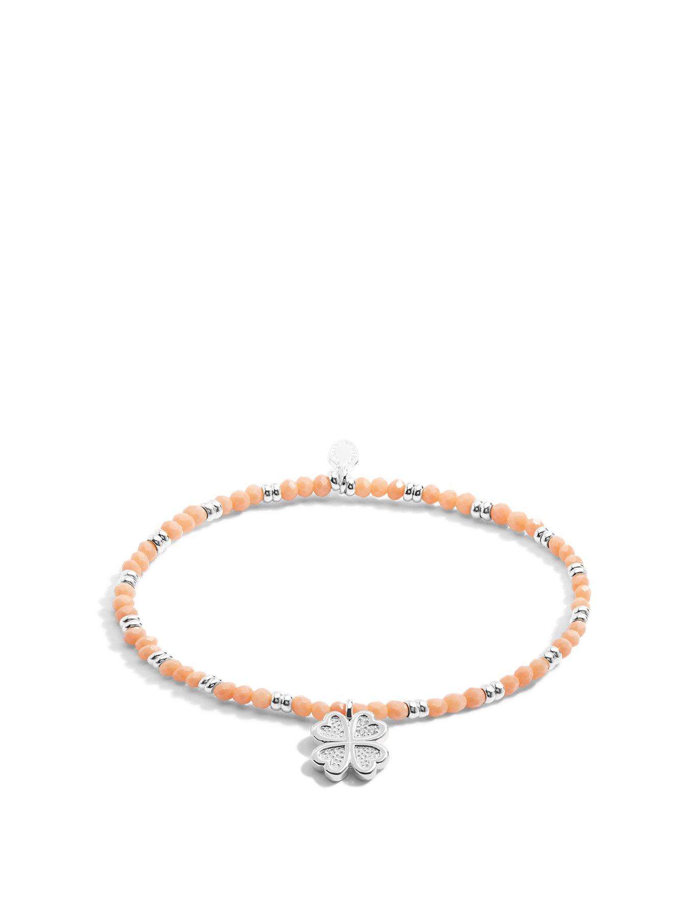 Product photograph of Joma Jewellery Boho Beads Flower Orange Amp Silver Bracelet 17 5cm Stretch from very.co.uk