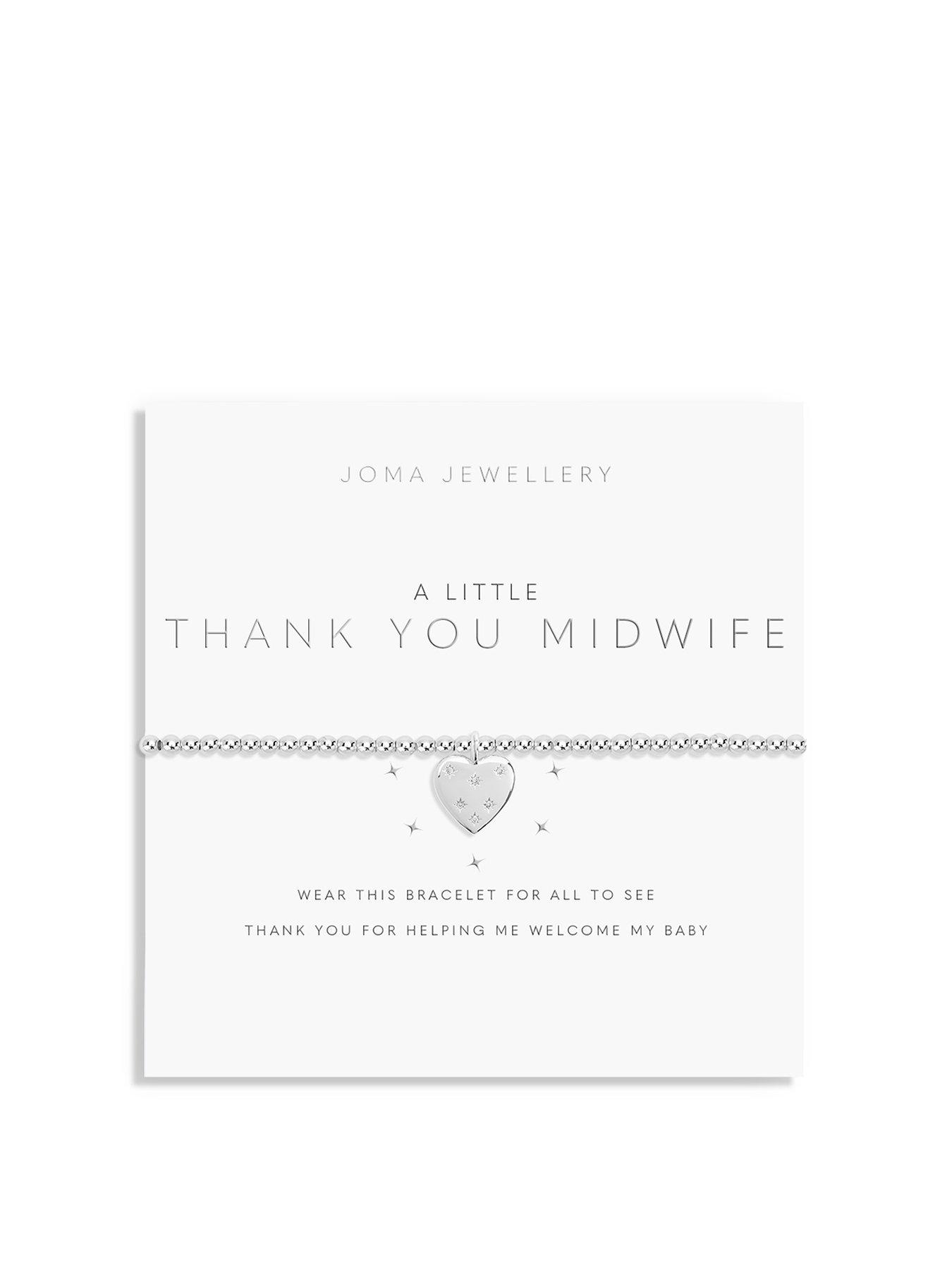 Product photograph of Joma Jewellery A Little Thank You Midwife Silver Bracelet 17 5cm Stretch from very.co.uk