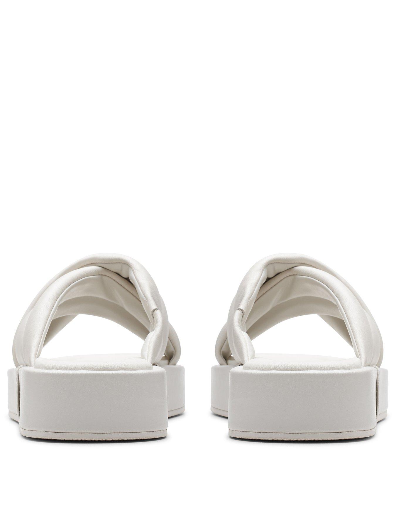 Clarks Alda Glide Leather Sliders - Off White | Very.co.uk