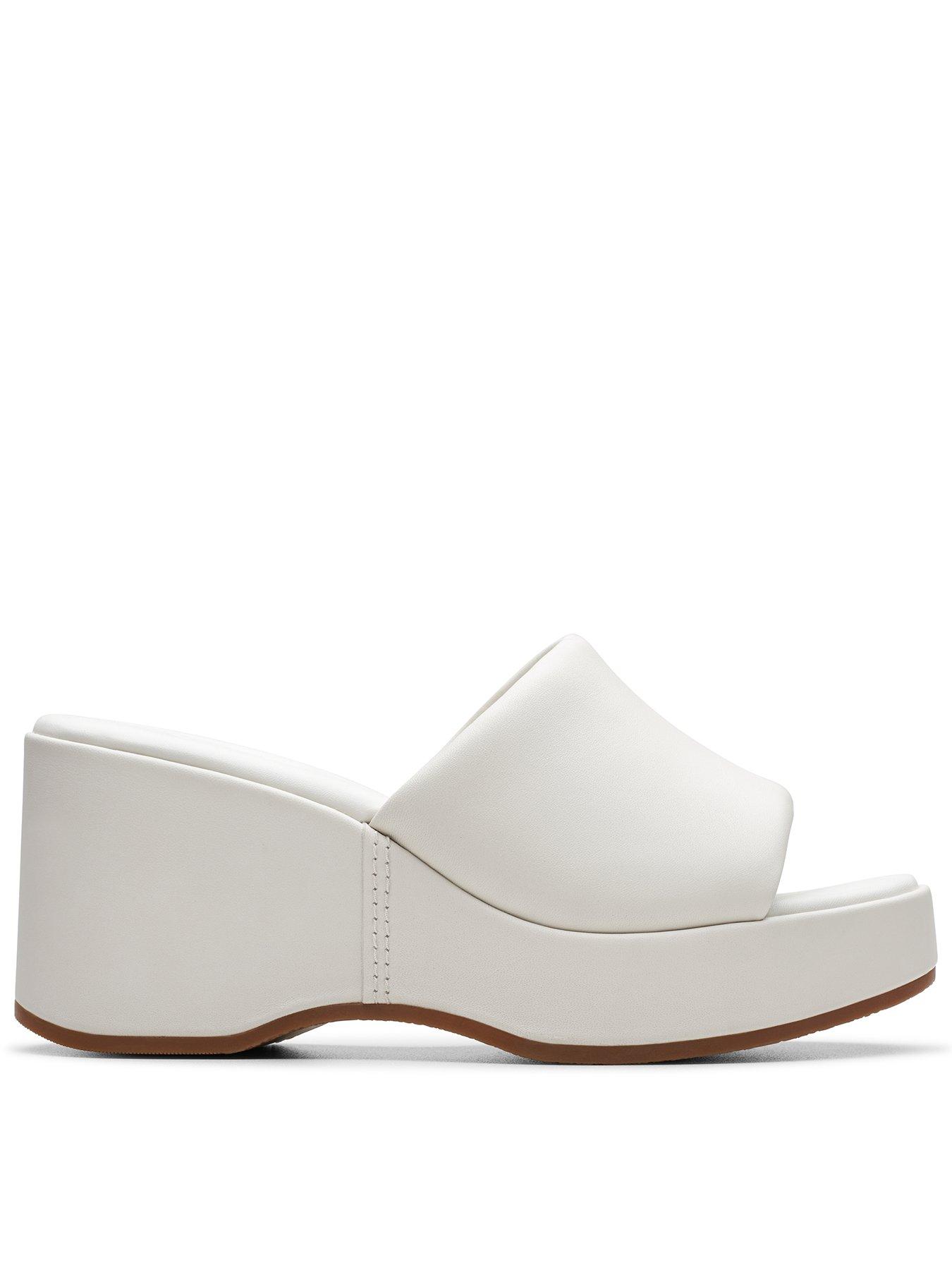 Clarks Manon Glide Leather Wedged Sandals Off White Very