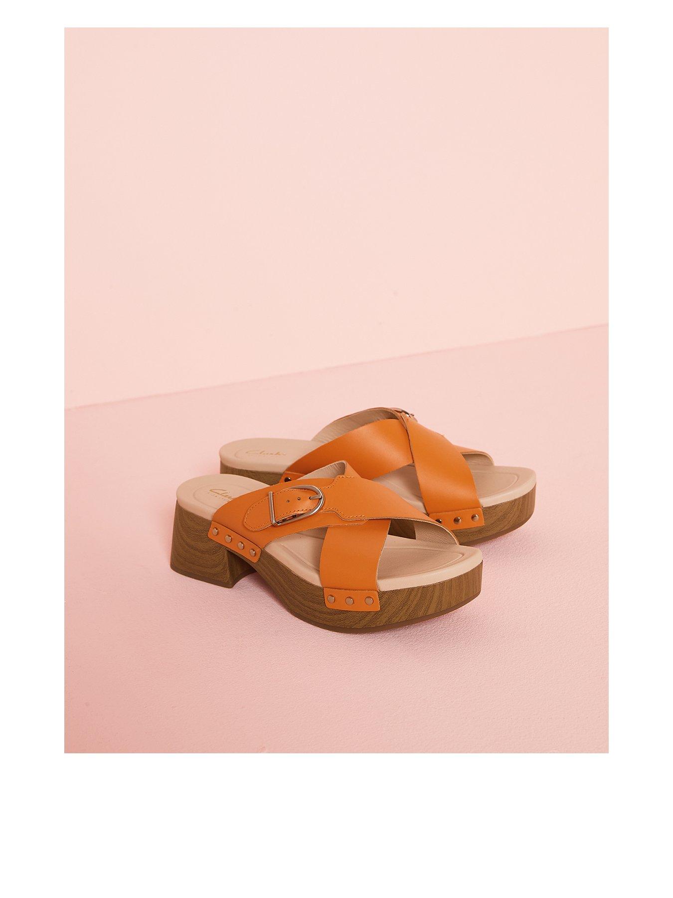 clarks-sivanne-walk-open-toe-leather-clogs-orange