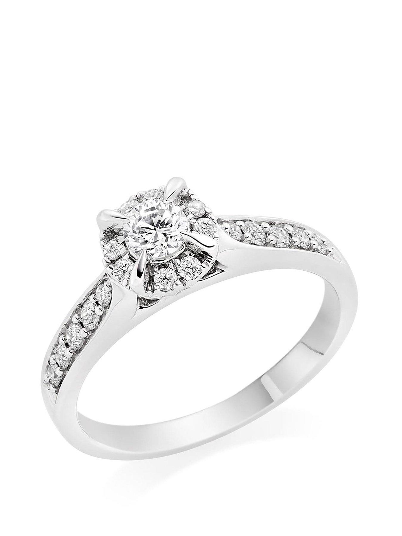 Beaverbrooks 9ct White Gold Diamond Halo Ring
