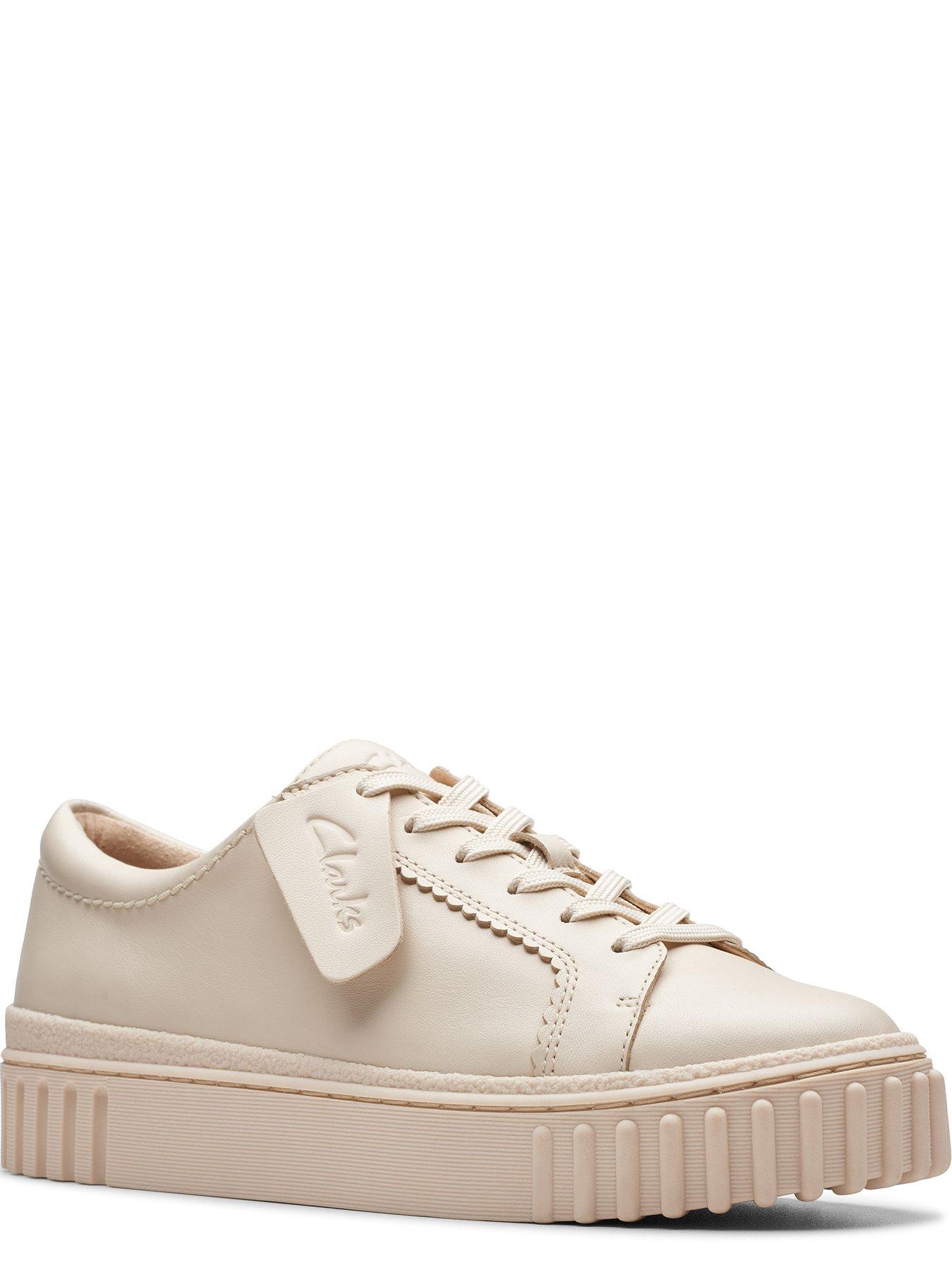 Clarks Mayhill Walk Leather Platform Trainers - Cream | very.co.uk