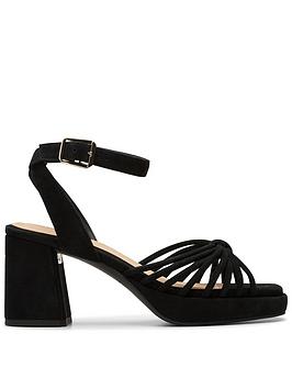 clarks ritzy75 faye heeled suede sandals - black