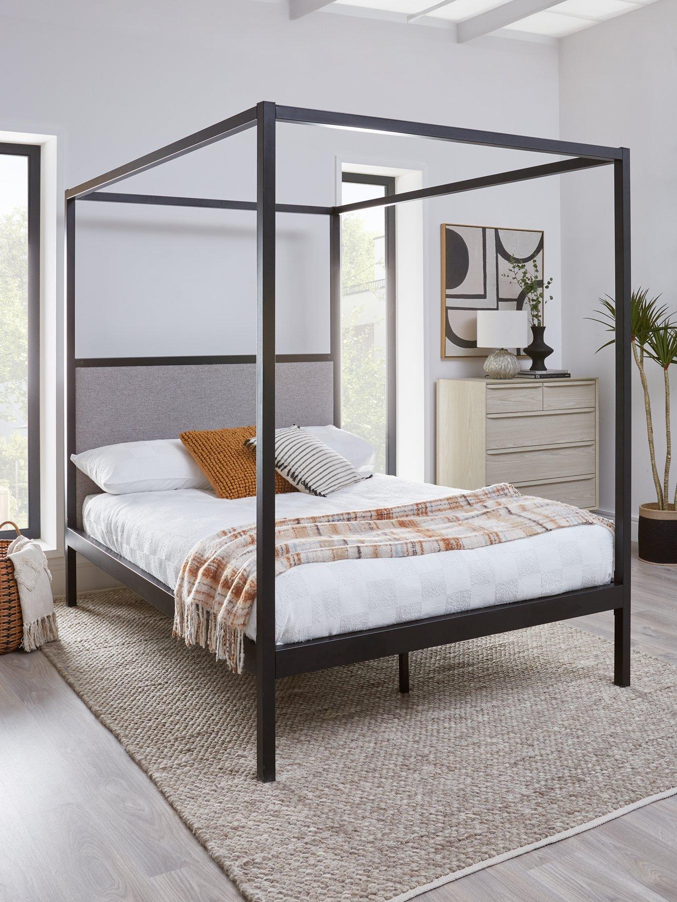 Product photograph of Very Home Hampton 4 Poster Metal Bed Frame With Mattress Options Buy Amp Save - Bed Frame Only from very.co.uk