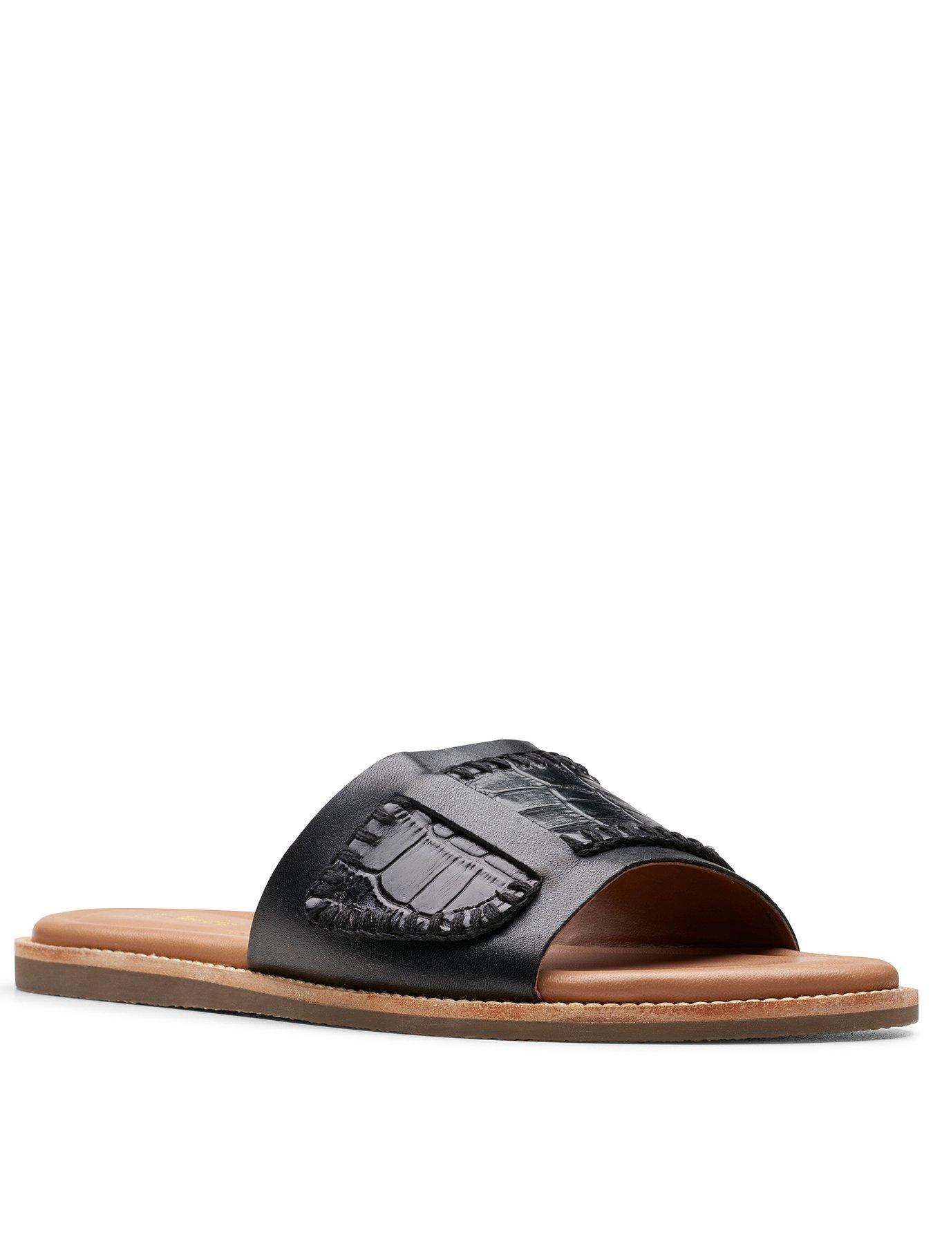 Maritime Mule Leather Slider Sandals Black