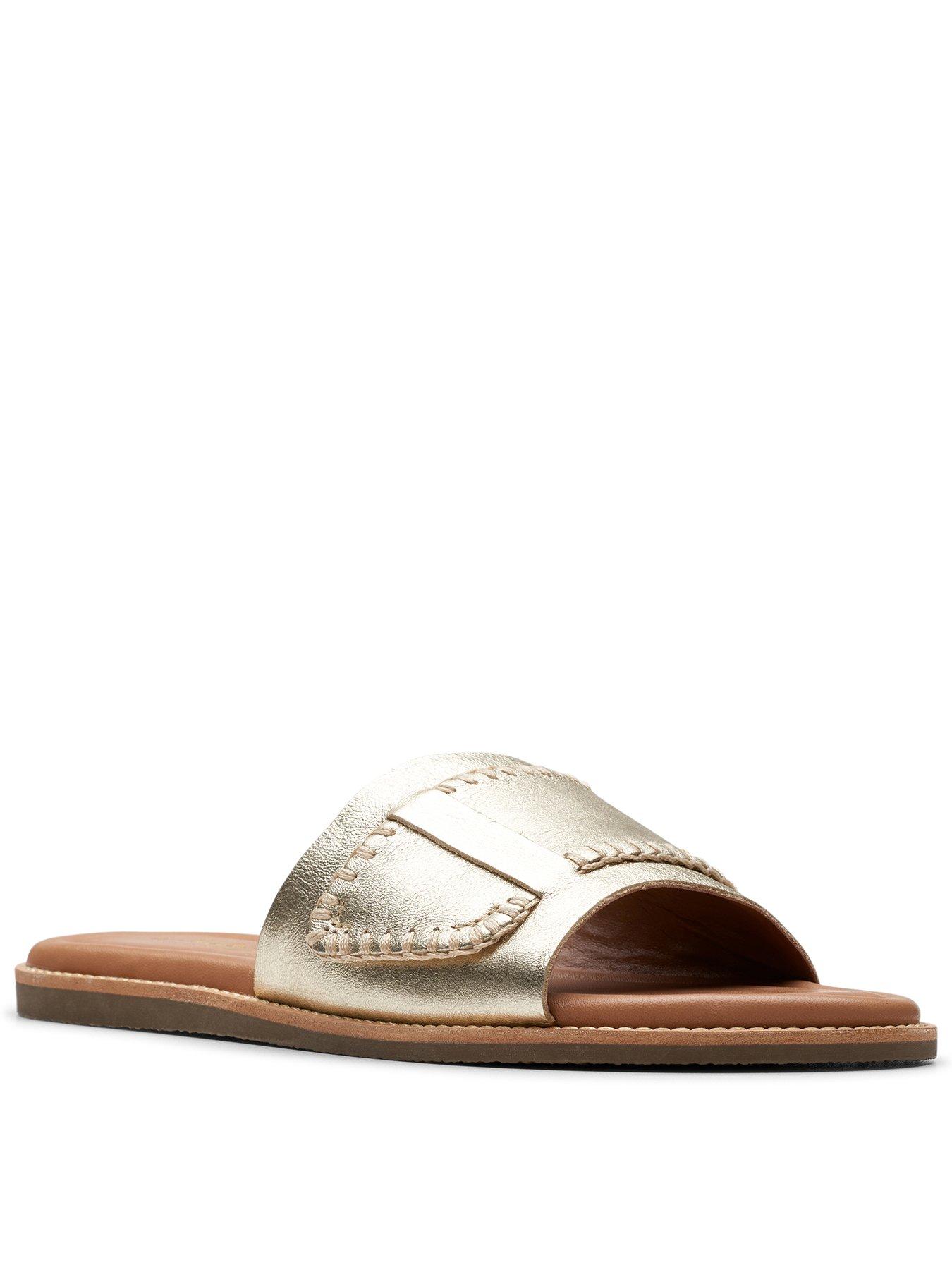 Maritime Mule Leather Slider Sandals Champagne