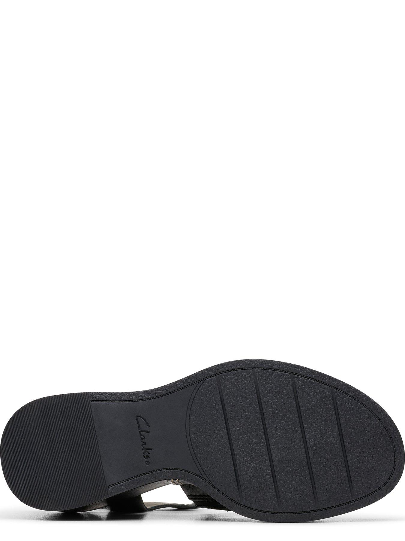 Clarks Manon Cove Leather Chunky Wedge Sandals - Black | Very.co.uk