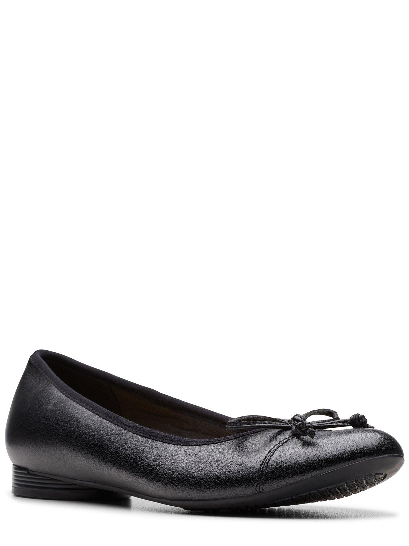 Clarks Loreleigh Rae Leather Bow Front Ballerina Black Very