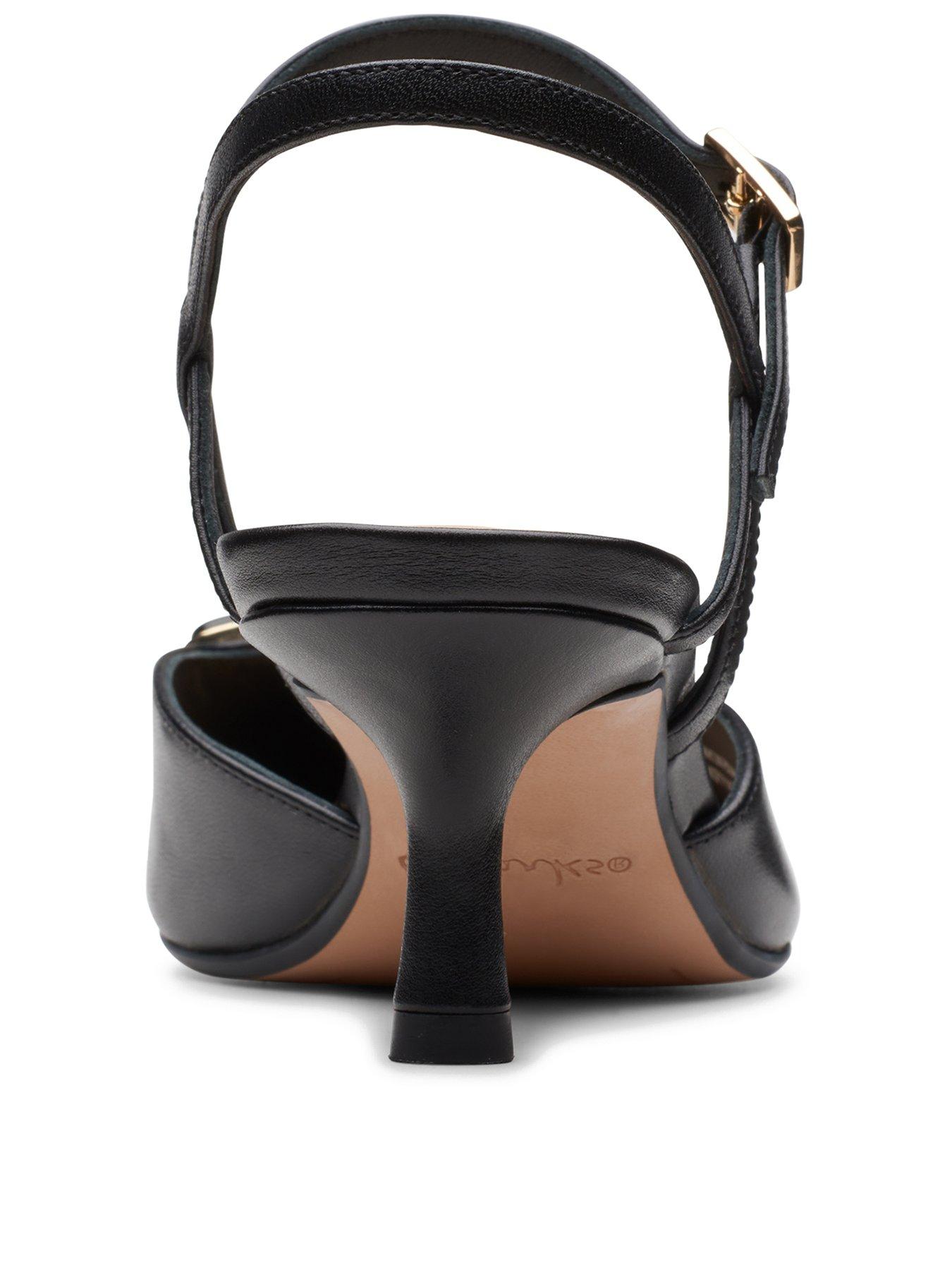 Image 3 of 7 of Clarks Violet55 Ankle Strap Leather Low Heeled Shoes With Trim - Black