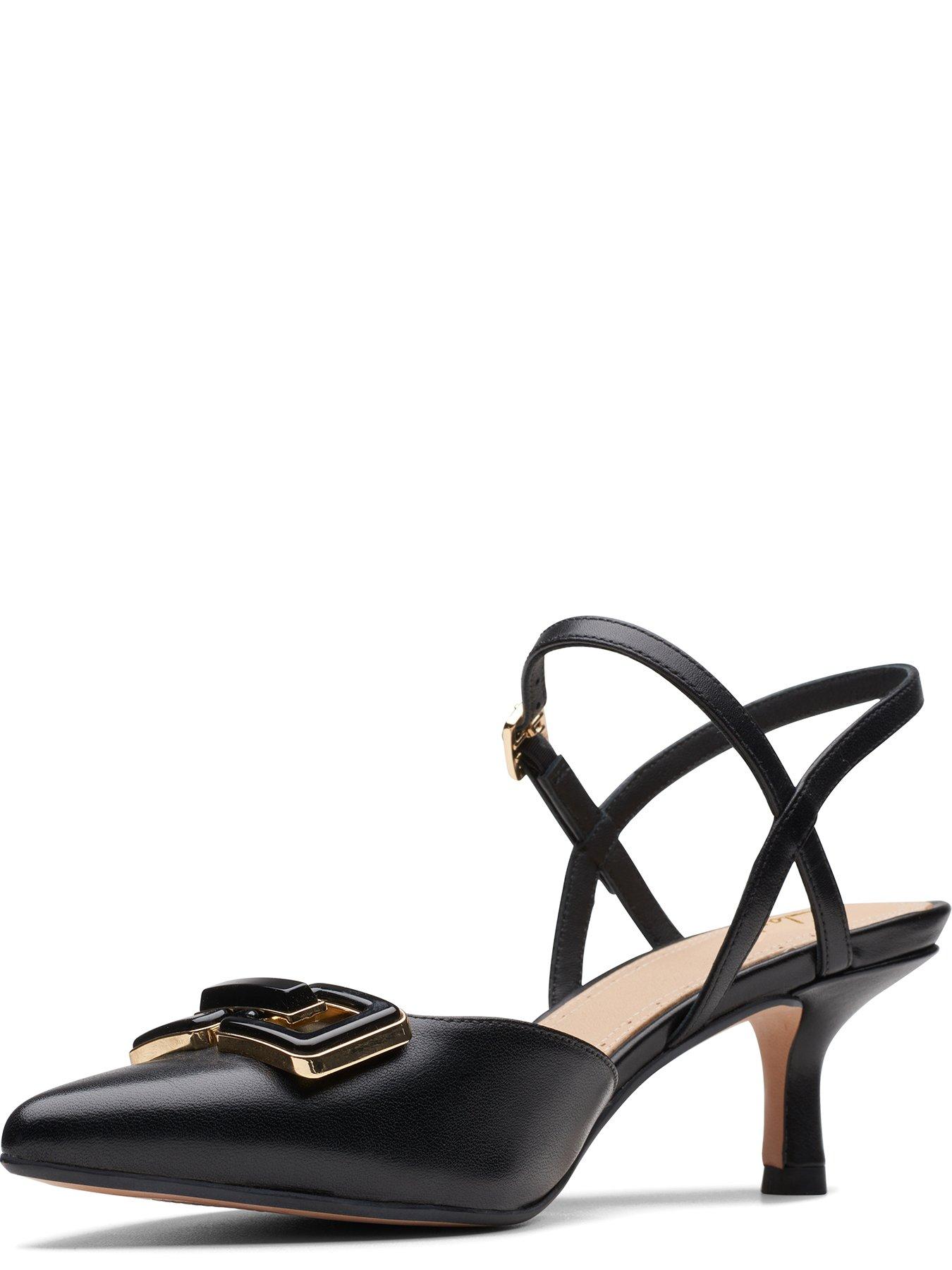 Image 5 of 7 of Clarks Violet55 Ankle Strap Leather Low Heeled Shoes With Trim - Black