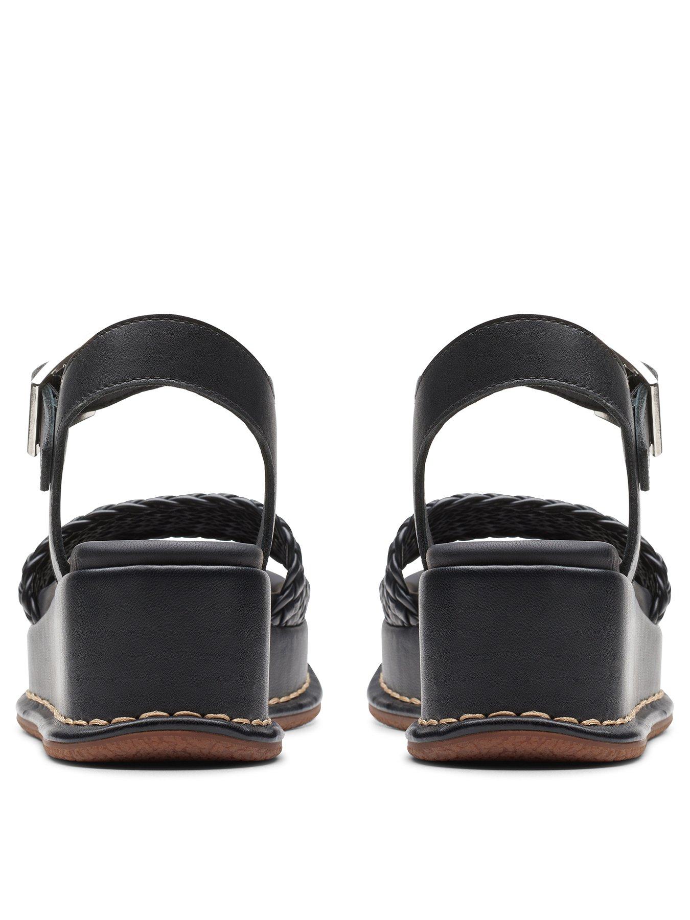 Clarks Kimmei Bay Wedge Buckle Strap Sandals - Black | Very.co.uk