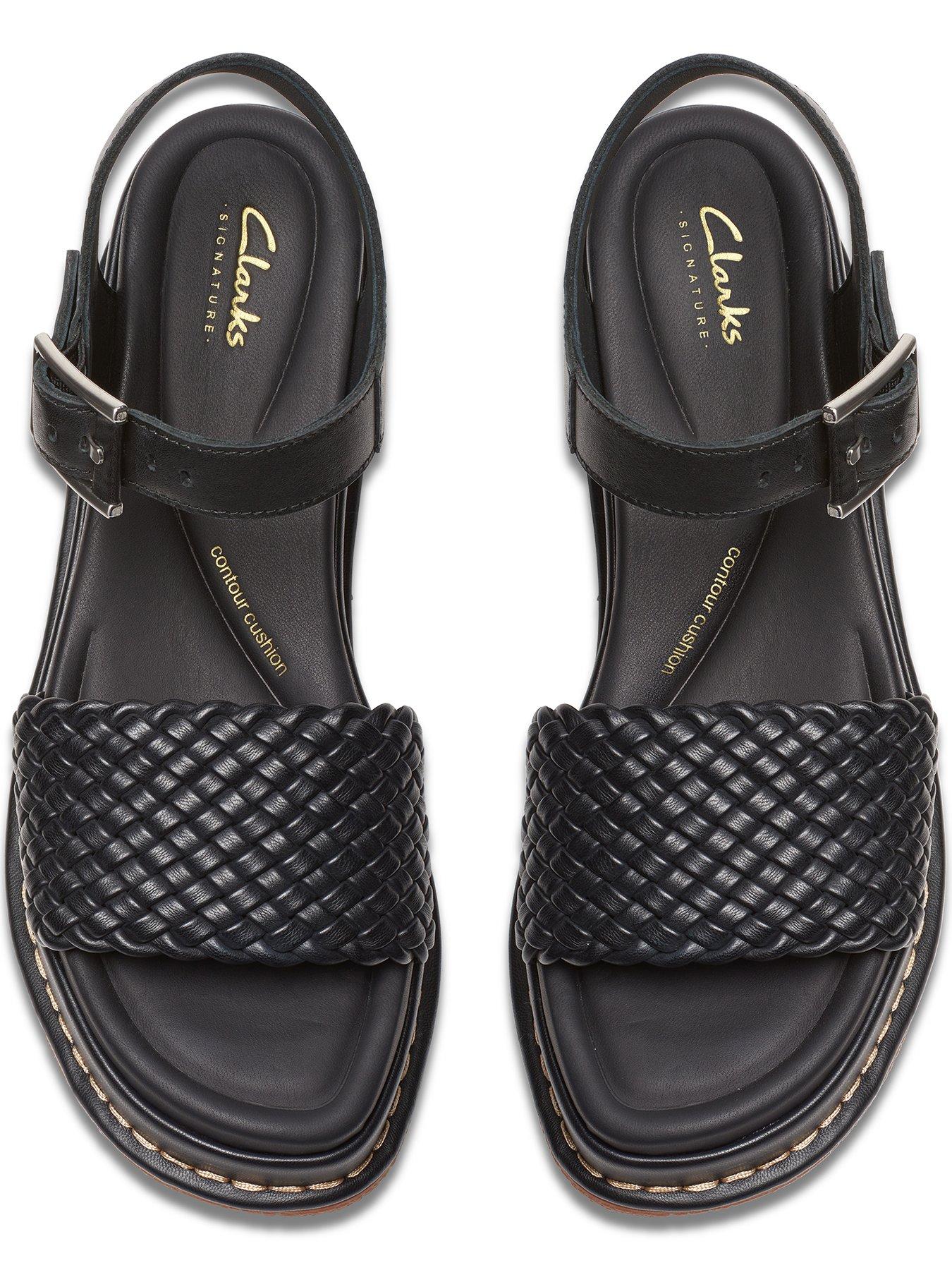 Clarks Kimmei Bay Wedge Buckle Strap Sandals - Black | Very.co.uk