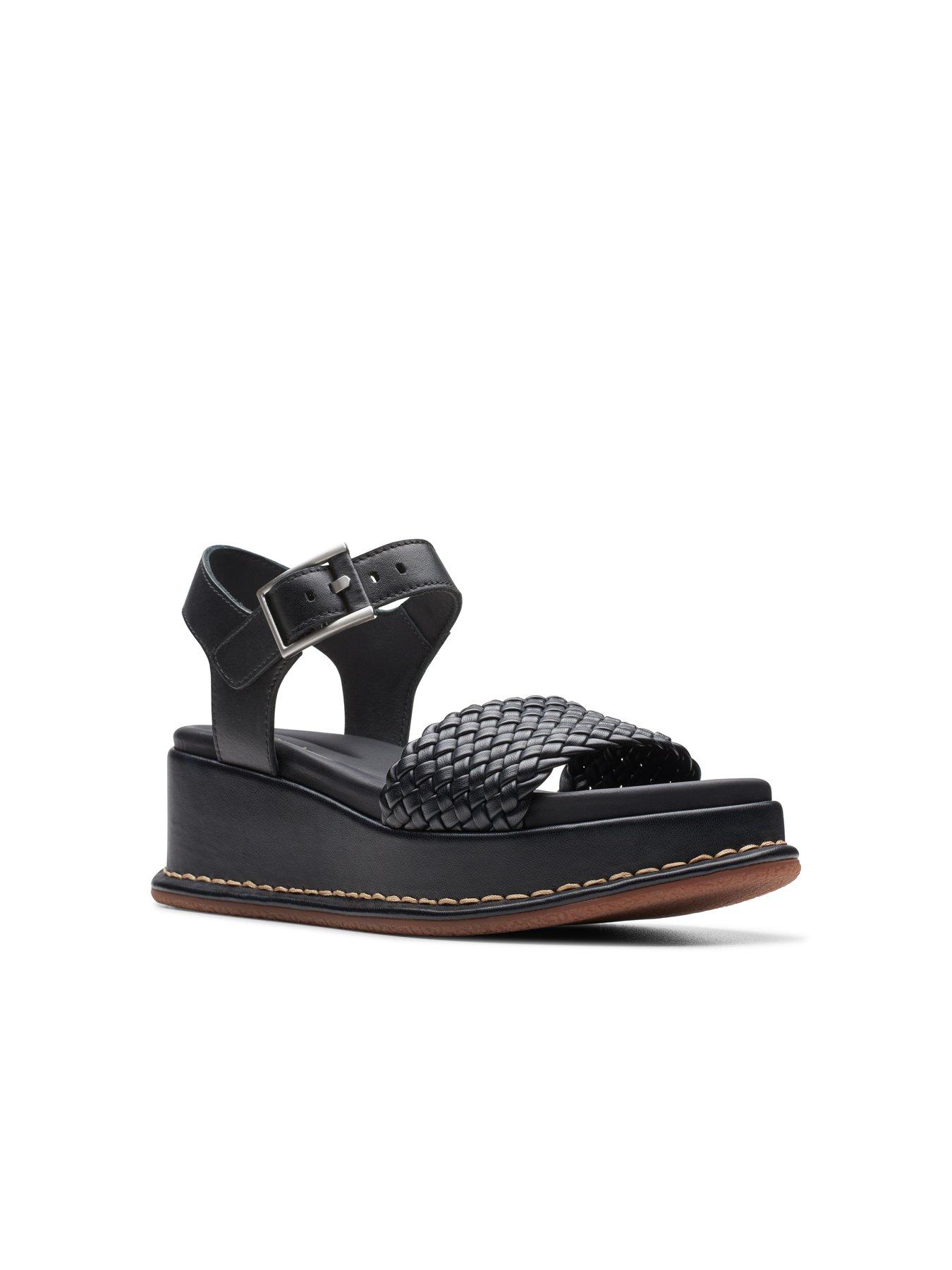 Clarks Kimmei Bay Wedge Buckle Strap Sandals - Black | Very.co.uk