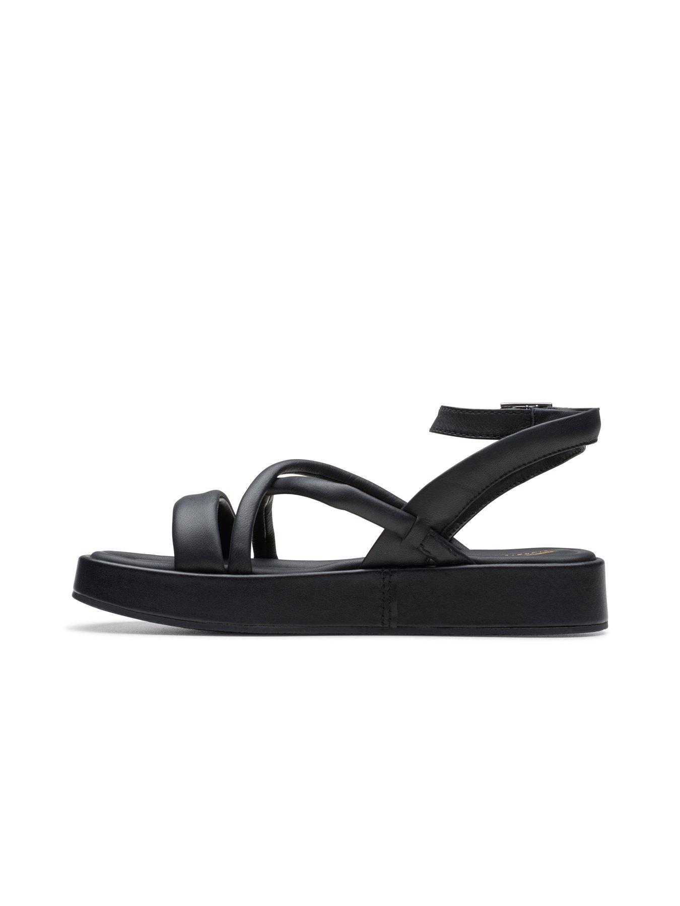 Clarks black strappy sandals best sale