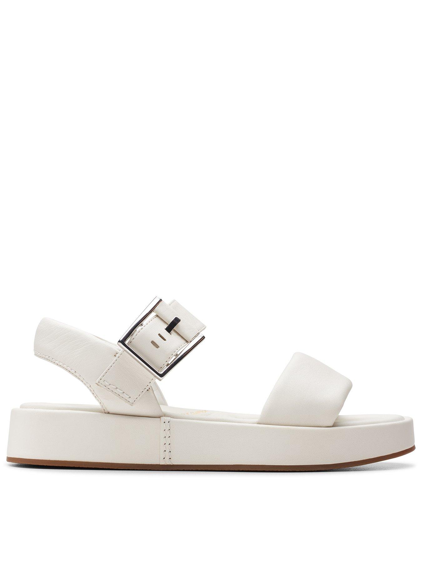 Alda Strap Buckle Leather Sandals Off White