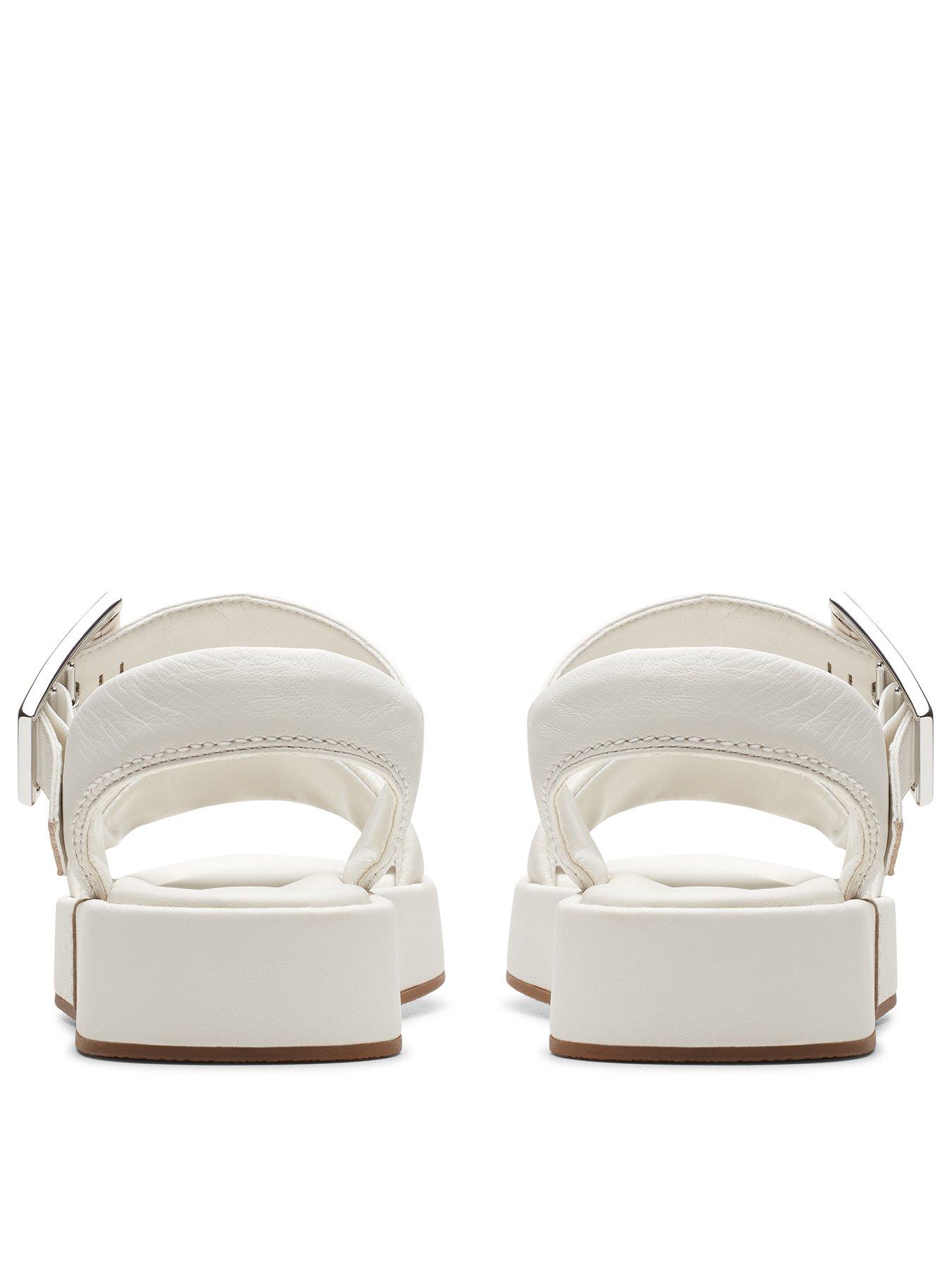 Clarks white best sale and silver sandals