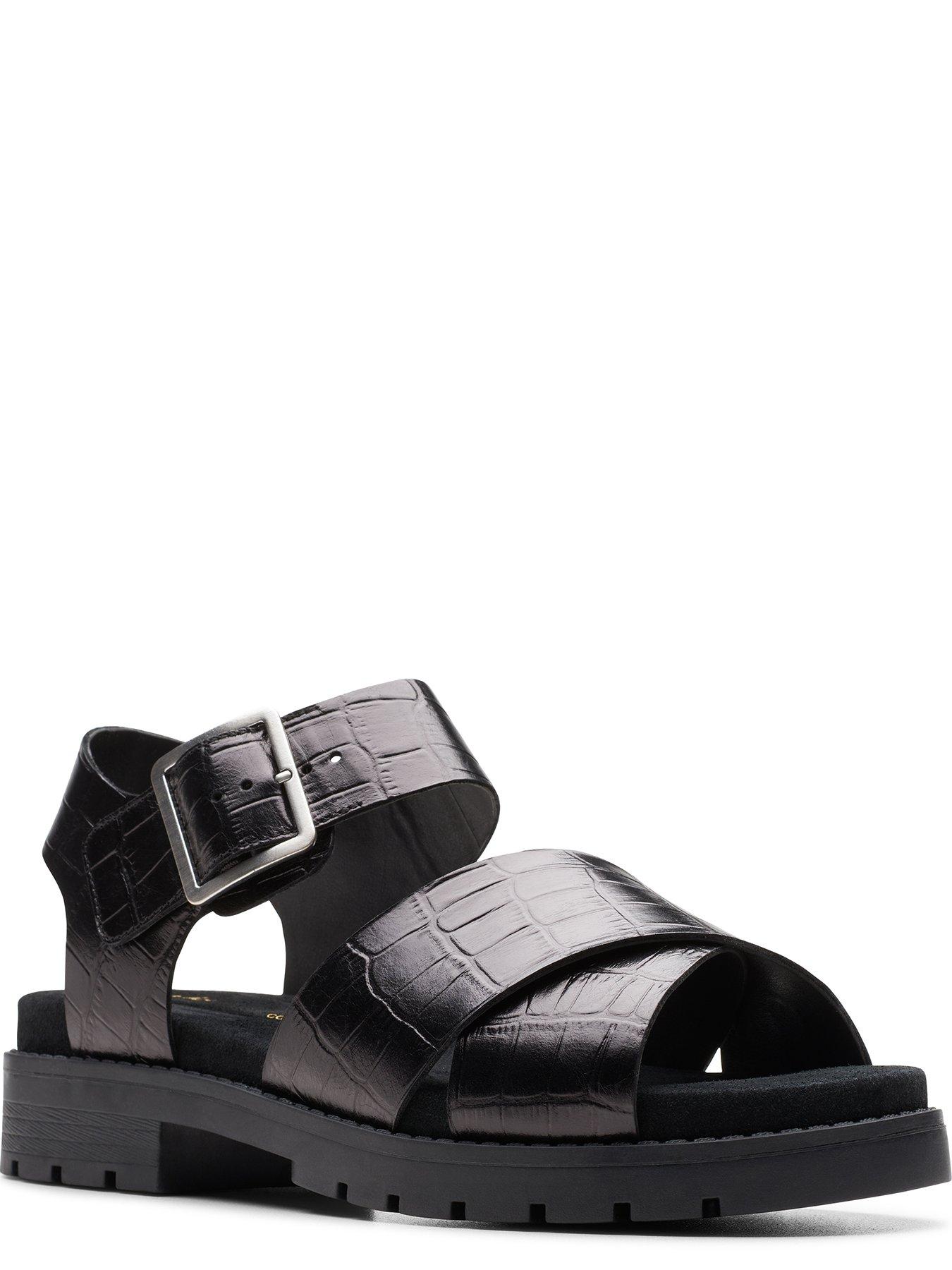 Clarks Orinoco Cross Front Buckle Sandals - Black | Very.co.uk