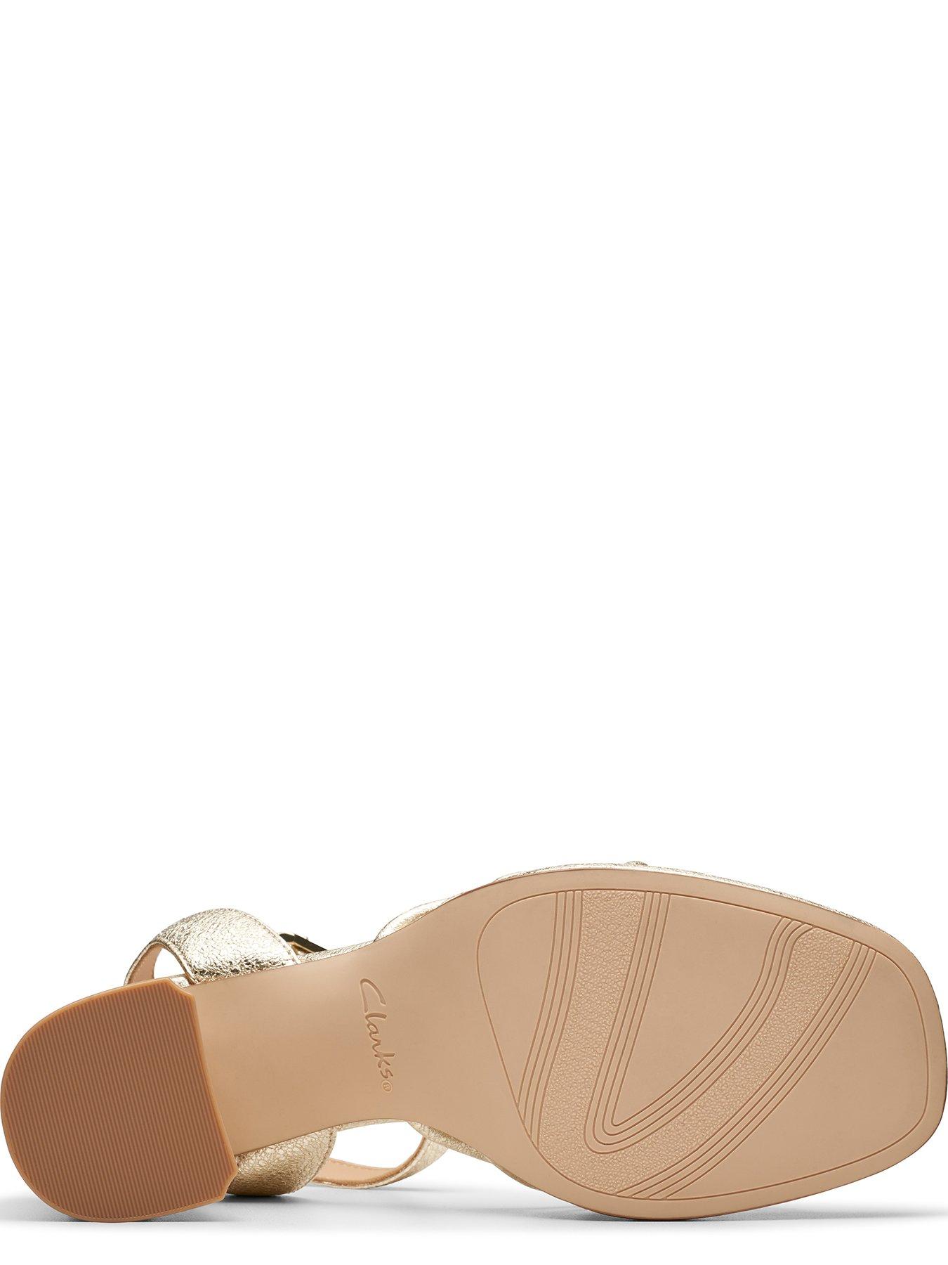 Image 5 of 7 of Clarks Ritzy75 Faye Heeled Satin Platform Sandals - Champagne