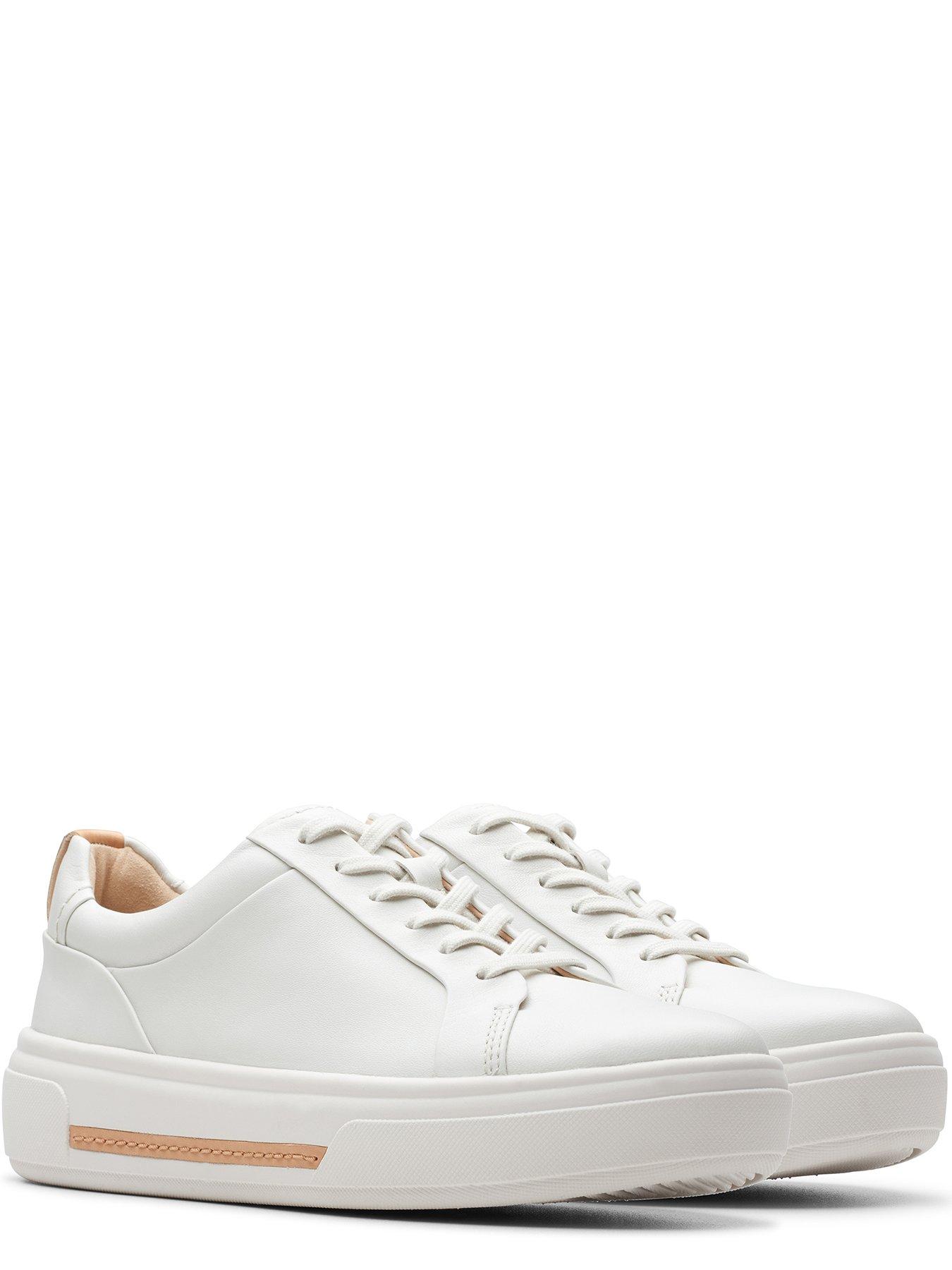 Clarks Hollyhock Walk Wide Fitting Leather Lace Up Trainers - Off White ...