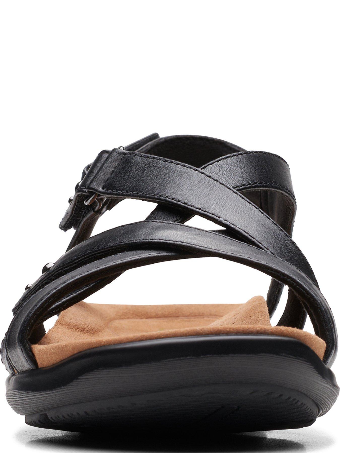 Clarks black sandals wide fit best sale