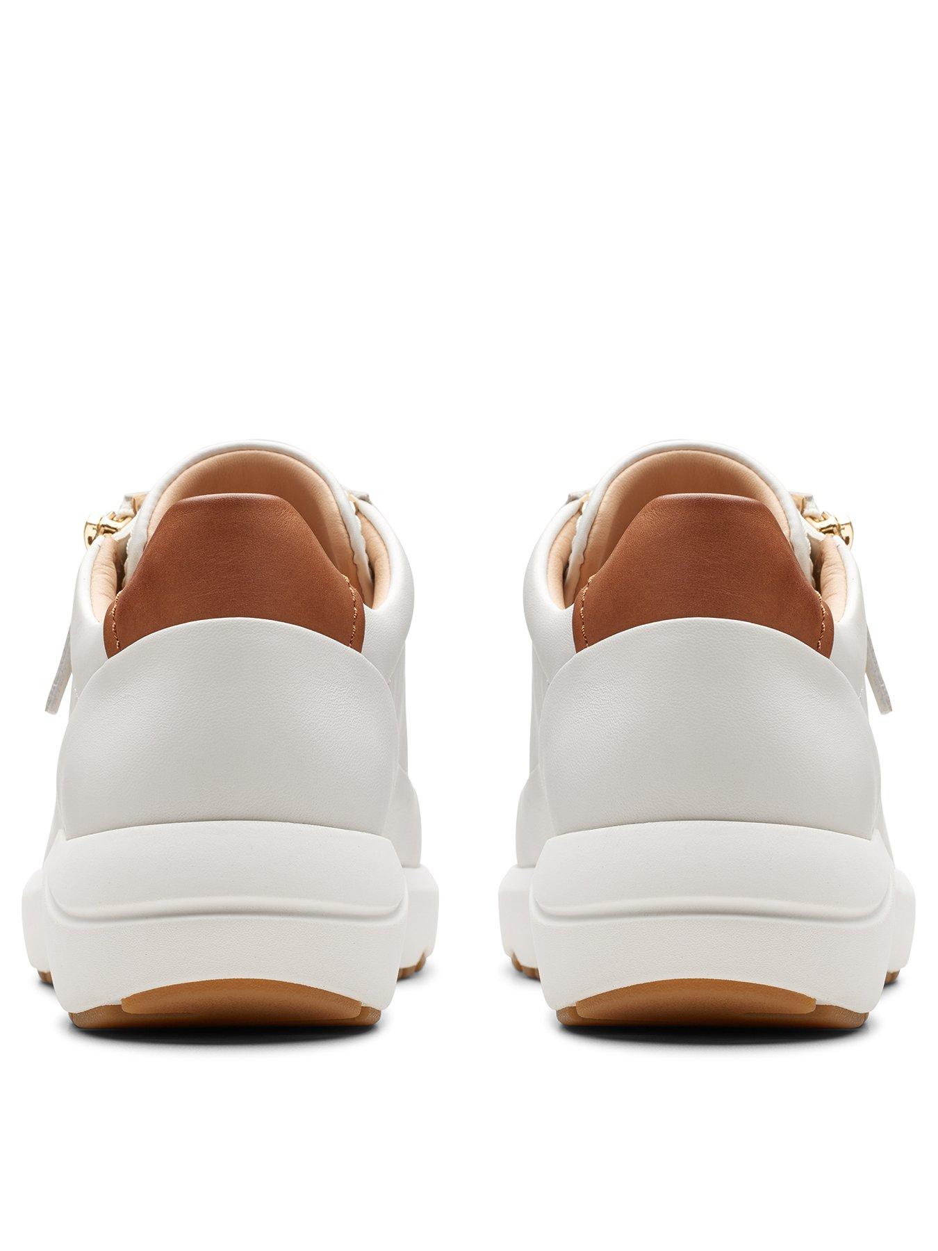 Clarks white leather trainers best sale