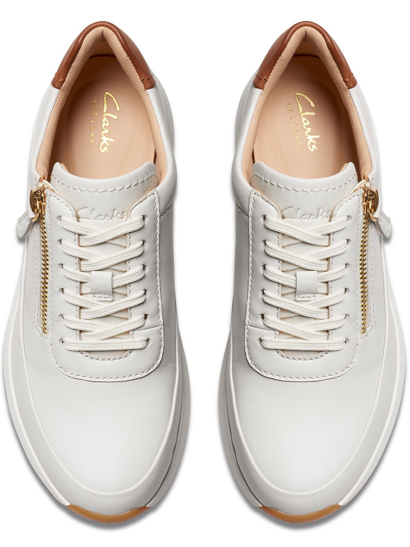 Clarks white leather trainers hotsell