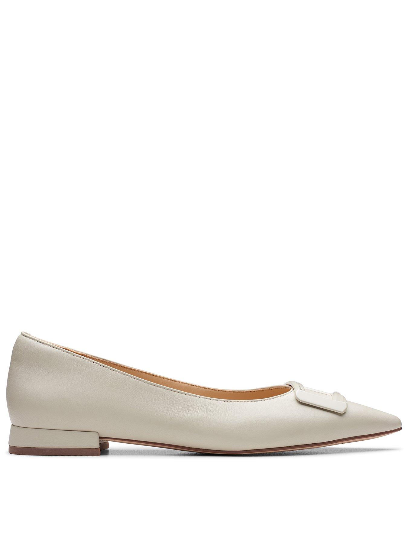 Clarks Sensa15 Lux Leather Pointed Ballerinas - Ivory | Very.co.uk