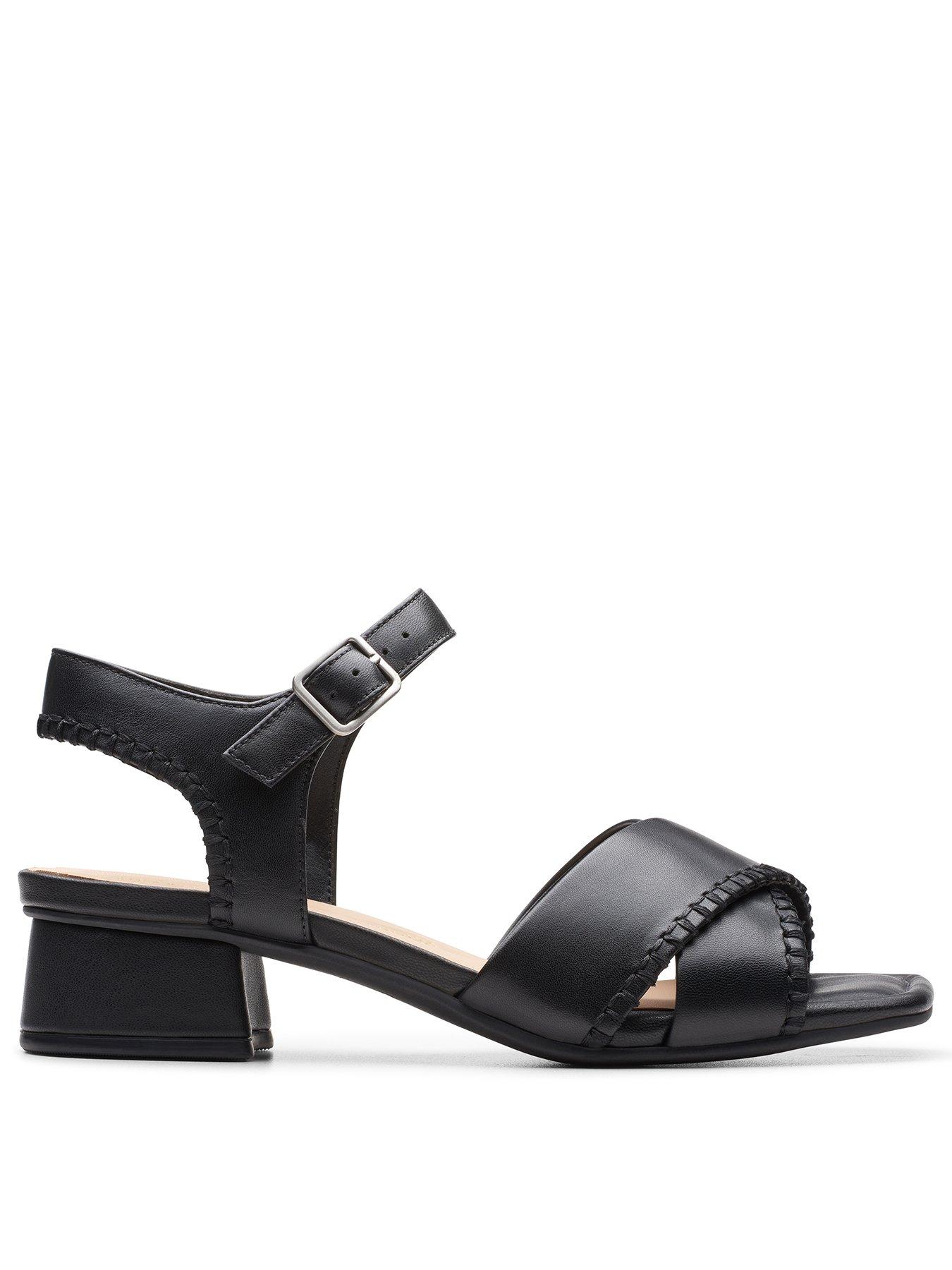 Clarks black shop sandals wide fit