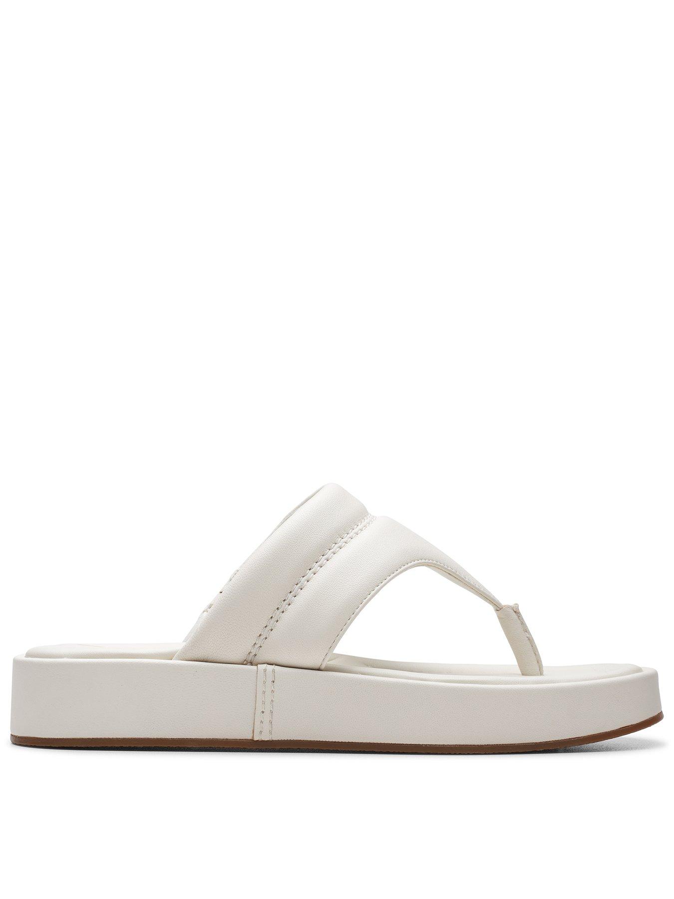 Clarks Alda Walk Toe Post Leather Sandals - Off White | Very.co.uk