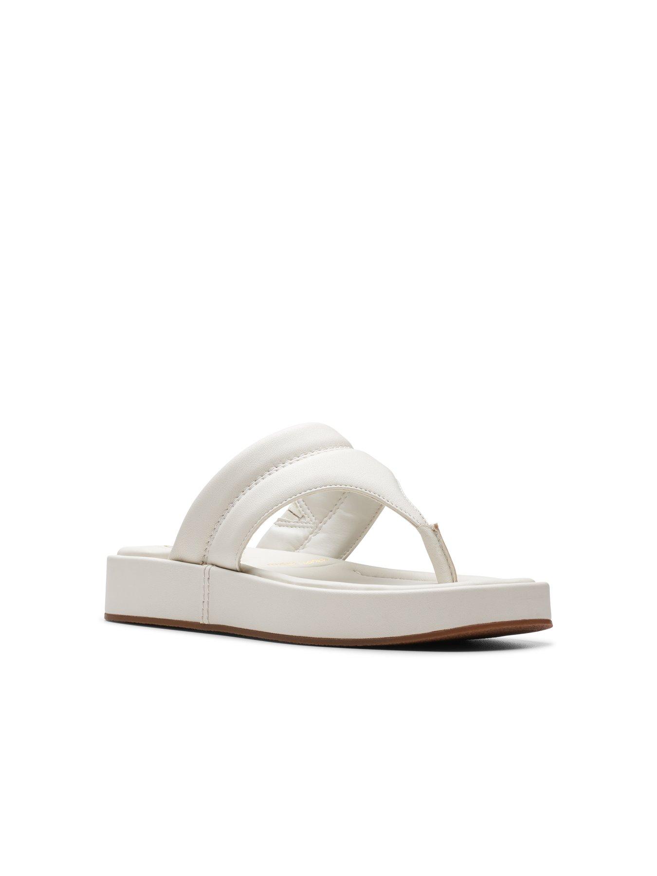 Clarks Alda Walk Toe Post Leather Sandals - Off White | Very.co.uk