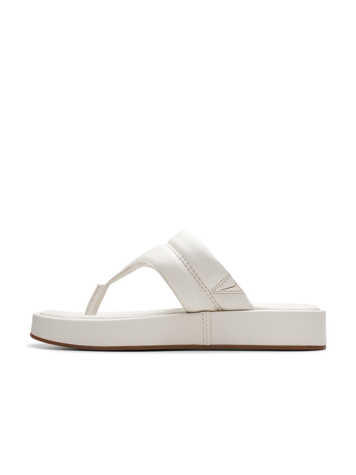 Clarks Alda Walk Toe Post Leather Sandals - Off White | Very.co.uk