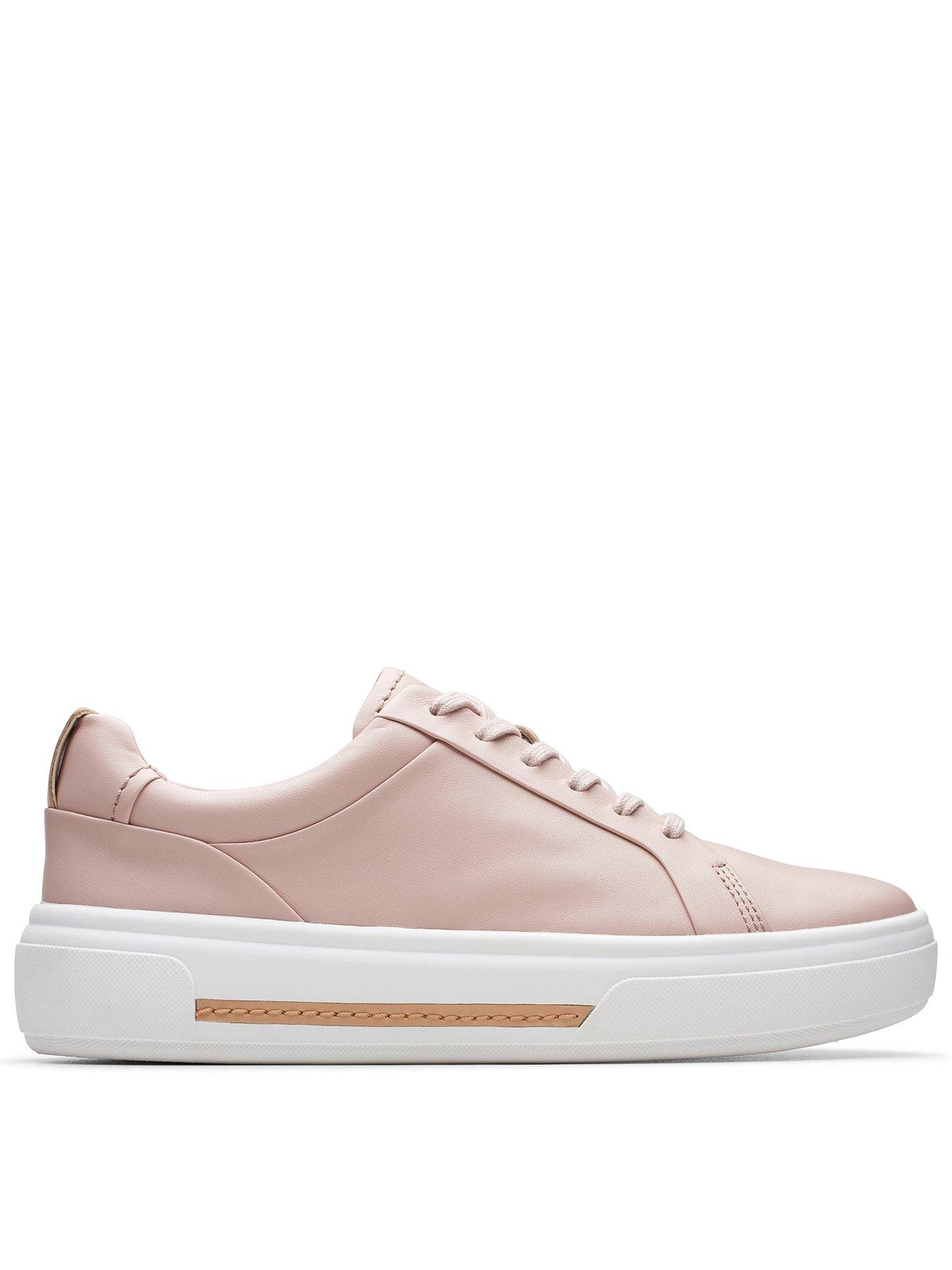 Clarks Hollyhock Walk Leather Metallic Lace Up Trainers - Rose | Very.co.uk